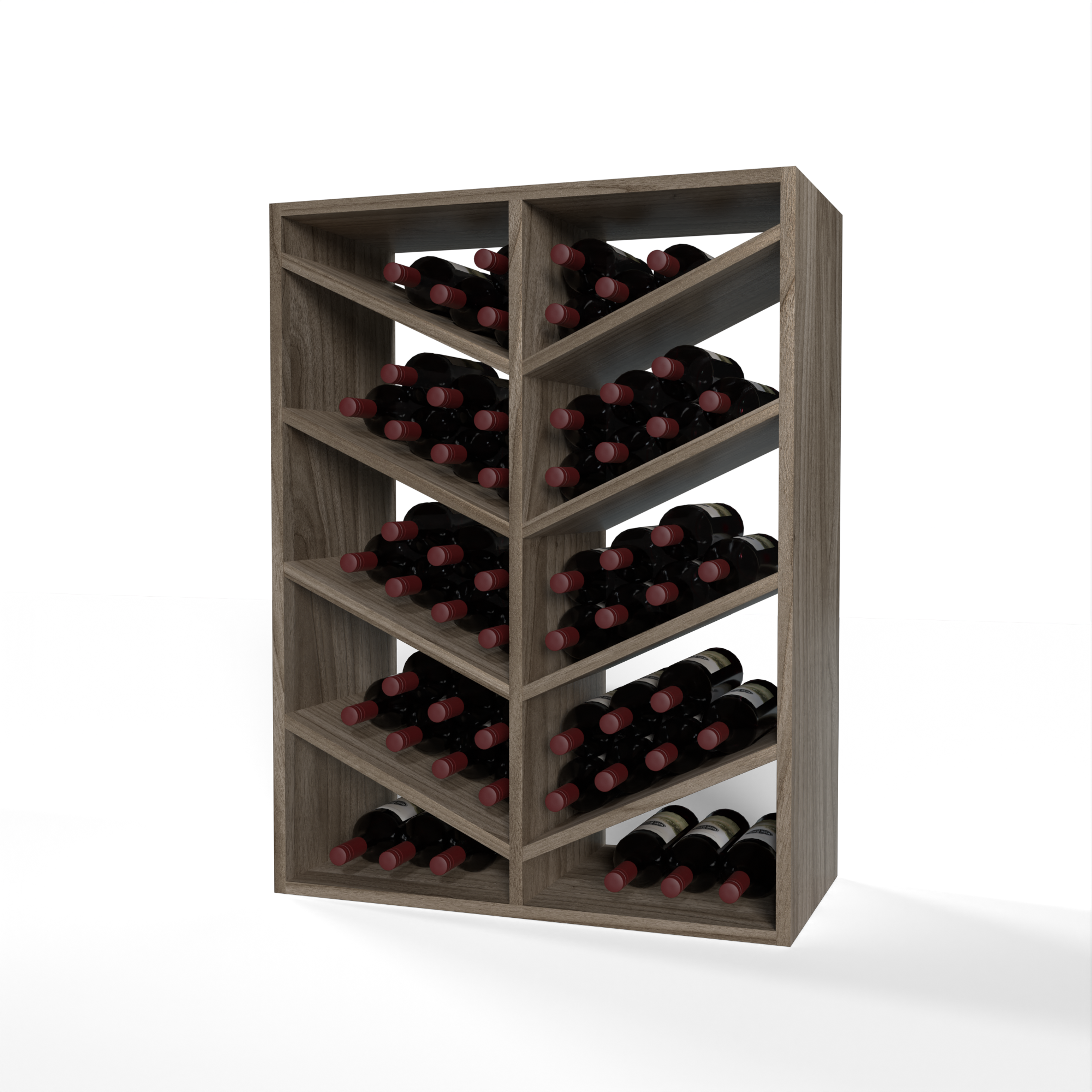 GrandCellar™ 6-Column Full Depth Chevron Wine Rack - Holds 36 Bottles - Perfect for Wine Cellars, Bars & Home Storage