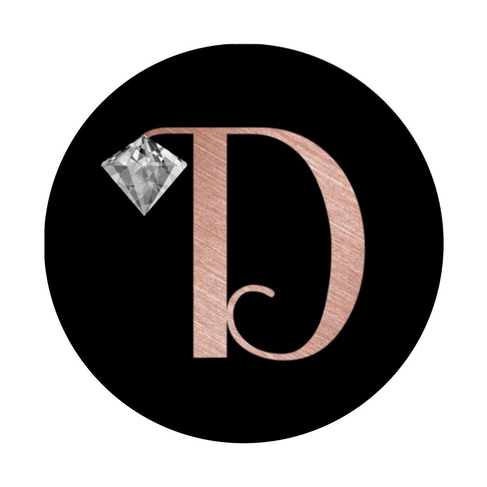 Rose Pink Phone Stand with Letter D - Elegant Black Initial D Design for Desk, Office, and Home Decor