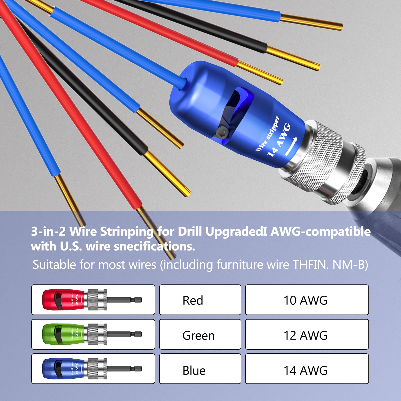 2025 Electric Wire Stripper for Drill - Professional Portable Electrician Tool Set with Quick Cable Stripping & Twisting Function | Ideal for Power Drills, Electrical Wiring & Connector Installation