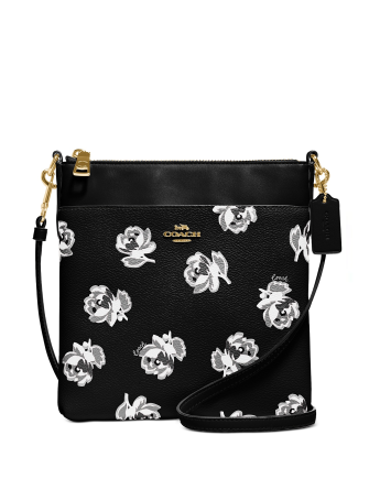 Coach Floral Print Kitt Crossbody Bag for Women - Stylish Leather Shoulder Purse with Adjustable Strap, Perfect for Daily Use, Travel & Date Night