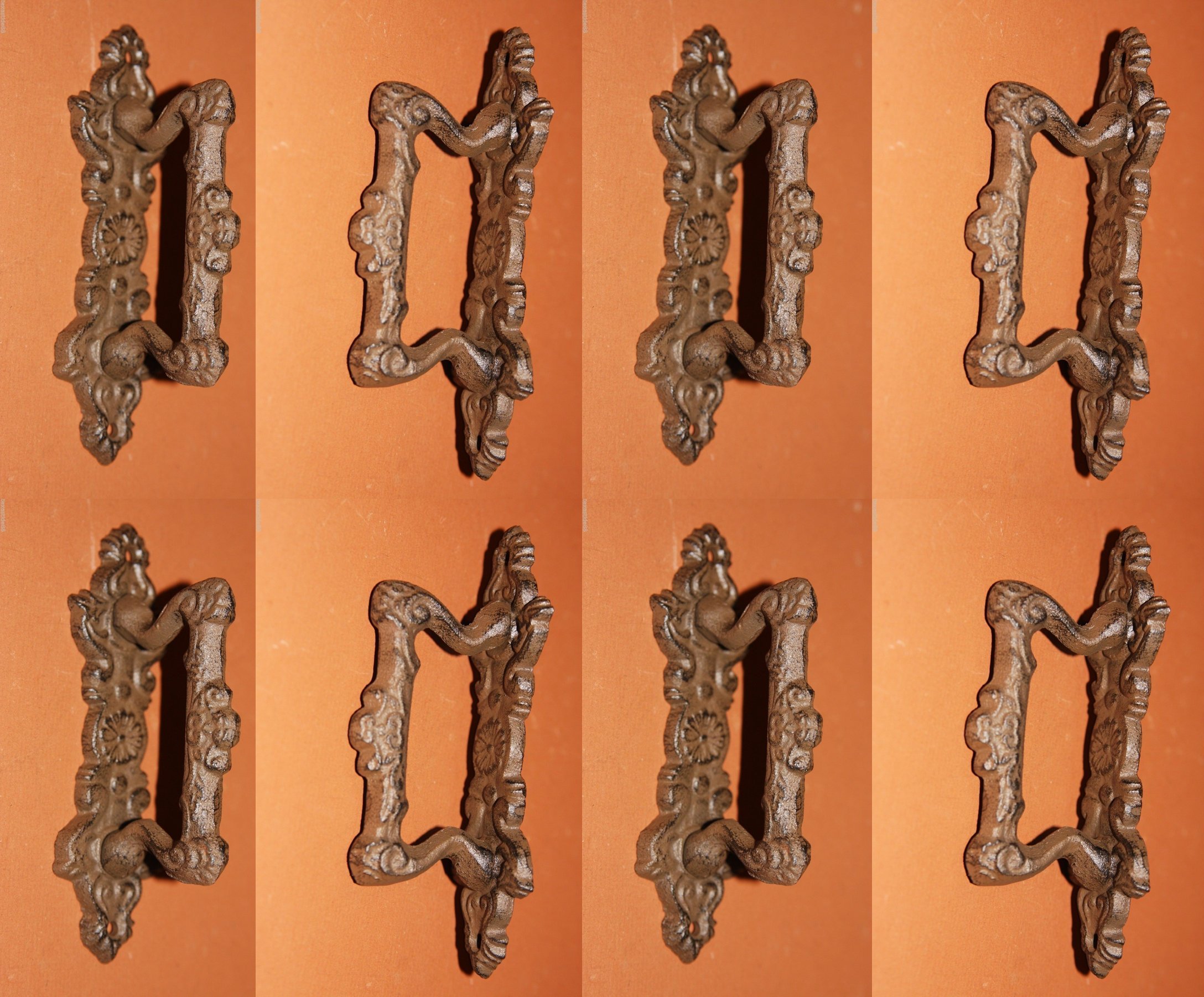 Spanish Mission Style Kitchen Cabinet Pulls - Set of 8 Cast Iron Drawer Handles for Rustic Home Decor | Perfect for Farmhouse, Vintage & Southwest Style Kitchens