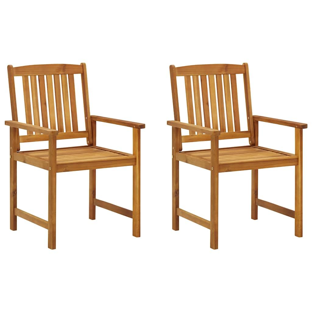 vidaXL Farmhouse Acacia Wood Patio Chairs with Cushions - Durable Outdoor Dining Chairs for Patio, Backyard, Garden, Poolside & Deck - Weather-Resistant Comfortable Seating for Relaxing & Entertaining
