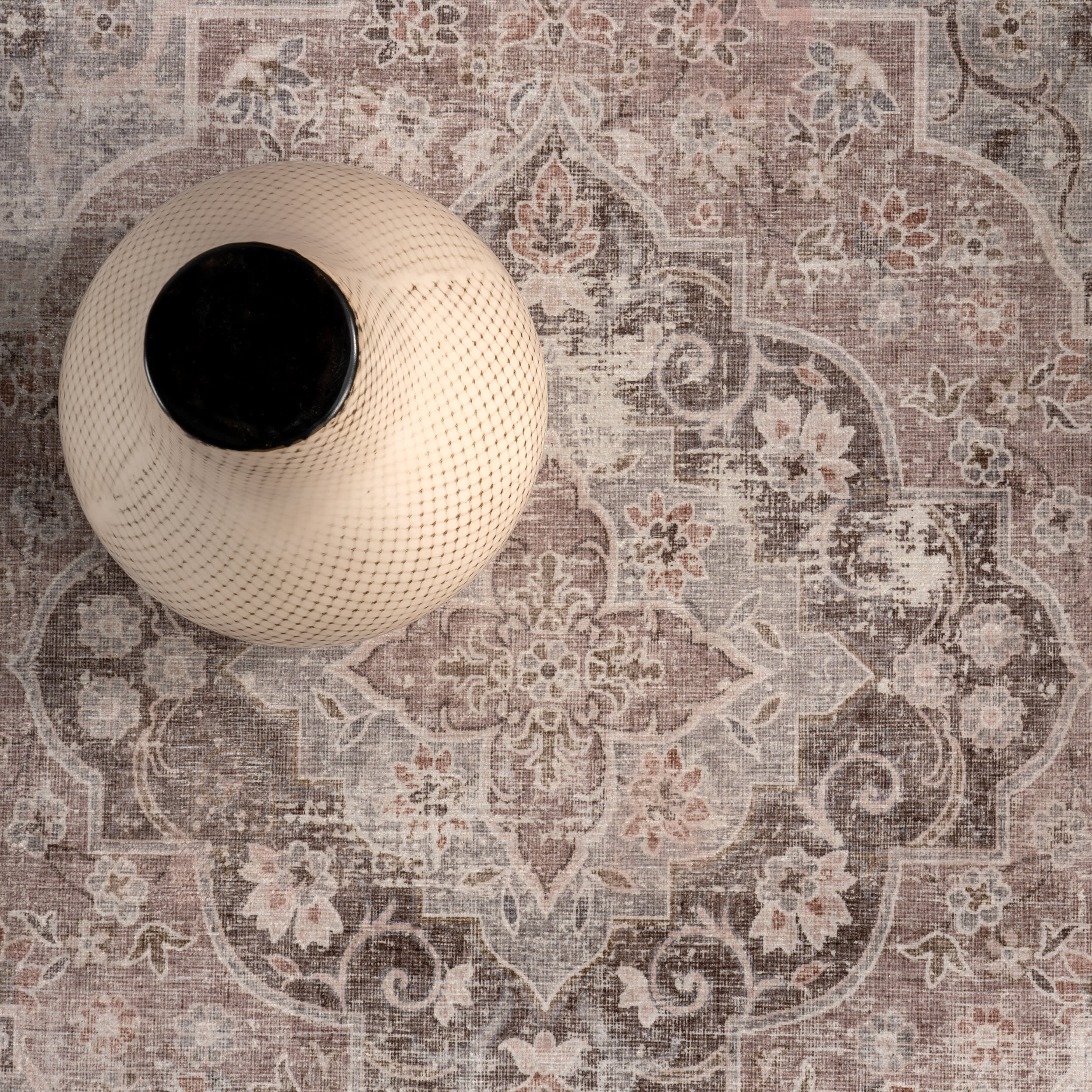 Gianna Blossom Spill Proof Washable Rug - Taupe Color Non-Slip Area Rug for Living Room, Bedroom & Nursery | Easy Clean Pet & Kid Friendly Floor Mat