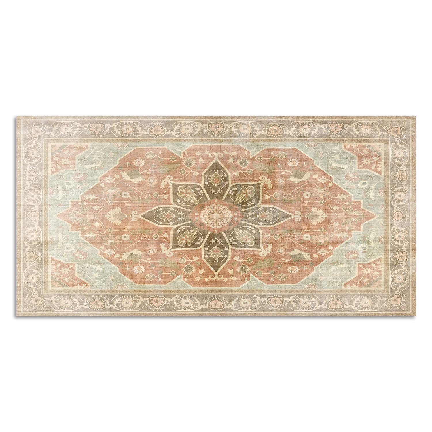 Art Maison Machine Washable Waterproof Boho Persian Area Rug – Distressed Multi Vinyl Rug for Living Room, Bedroom, Bathroom & Kitchen – Pet Friendly Indoor/Outdoor Rug 4x8 ft – Perfect for High Traffic Areas & Pet Owners