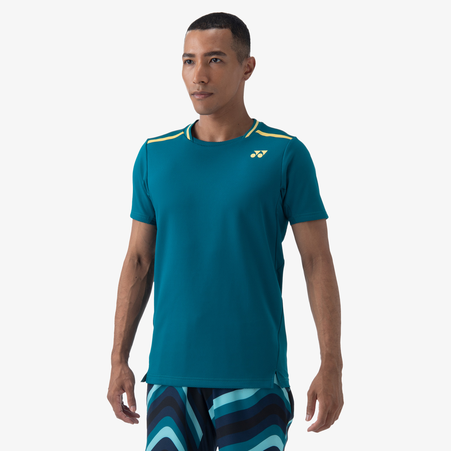 Yonex Men's Crew Neck Performance Shirt 10559 - Breathable Quick-Dry Athletic Top for Tennis & Badminton (Blue Green) - Ideal for Sports Training & Casual Wear