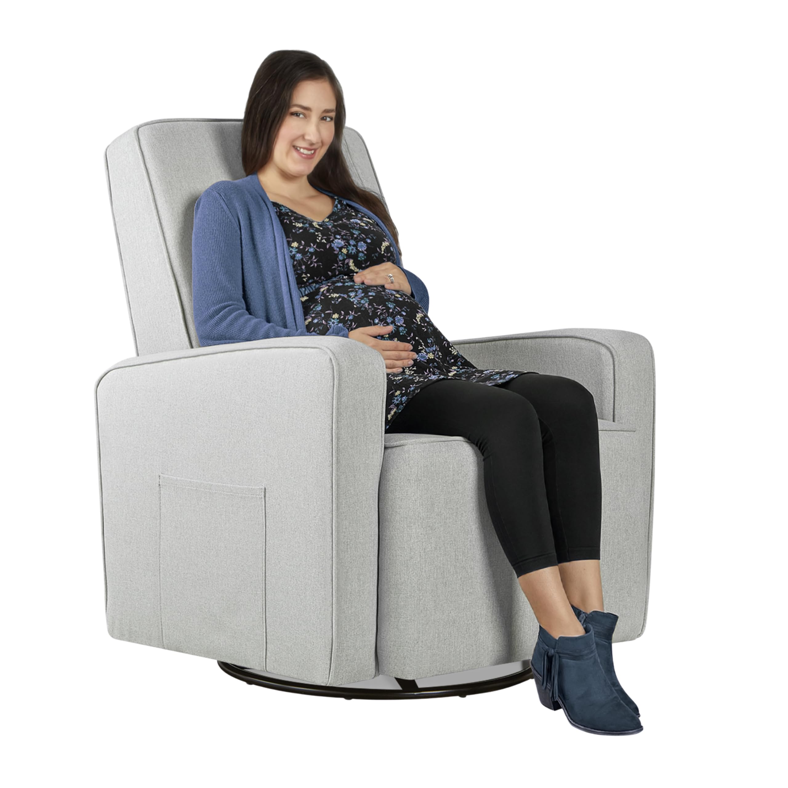 Evolur Holland Upholstered Plush Swivel Glider Chair - Modern Nursery Glider with Tool-Free Assembly, Easy to Clean & Eco-Friendly - Perfect for Baby Nurseries, Breastfeeding & Relaxing in Harbor Color