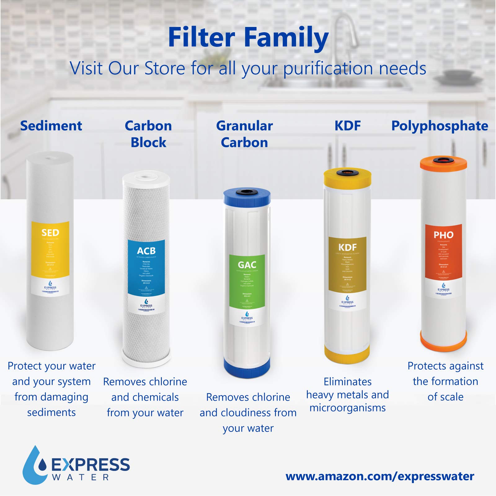 Express Water 25-Pack Sediment Replacement Water Filters – 5 Micron Whole House Water Filter Cartridge – 2.5” x 20” High Capacity SED Filter for Clean Drinking Water – Perfect for Home, RV & Camping Use