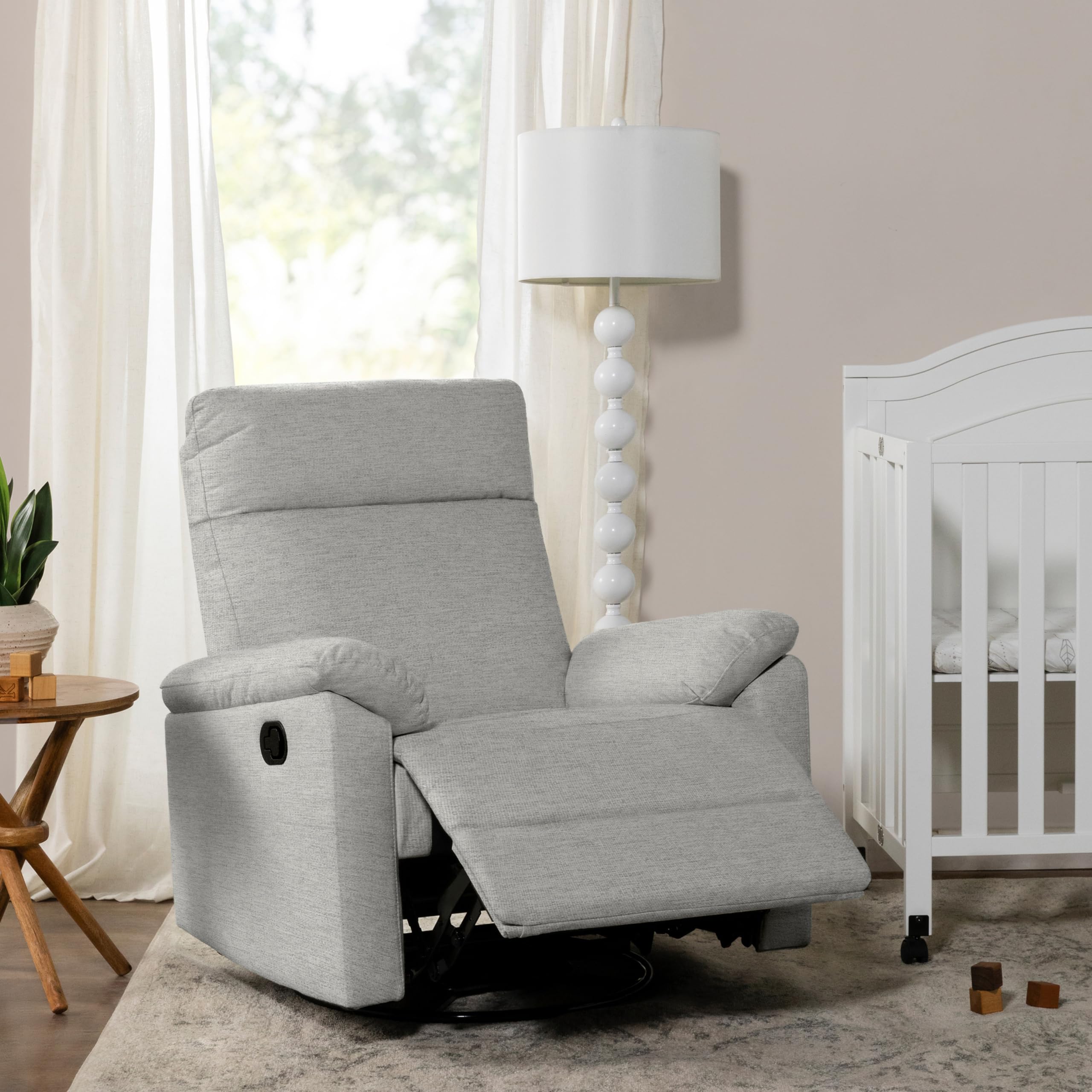 DaVinci Suzy Glider Recliner Nursery Chair - 360° Swivel Rocking Recliner with GREENGUARD Gold, FSC & Certi-PUR US Certification - Comfortable Glider Rocker for Nursery, Living Room & Bedroom (Frost Grey) - Perfect for Breastfeeding, Reading & Relaxing
