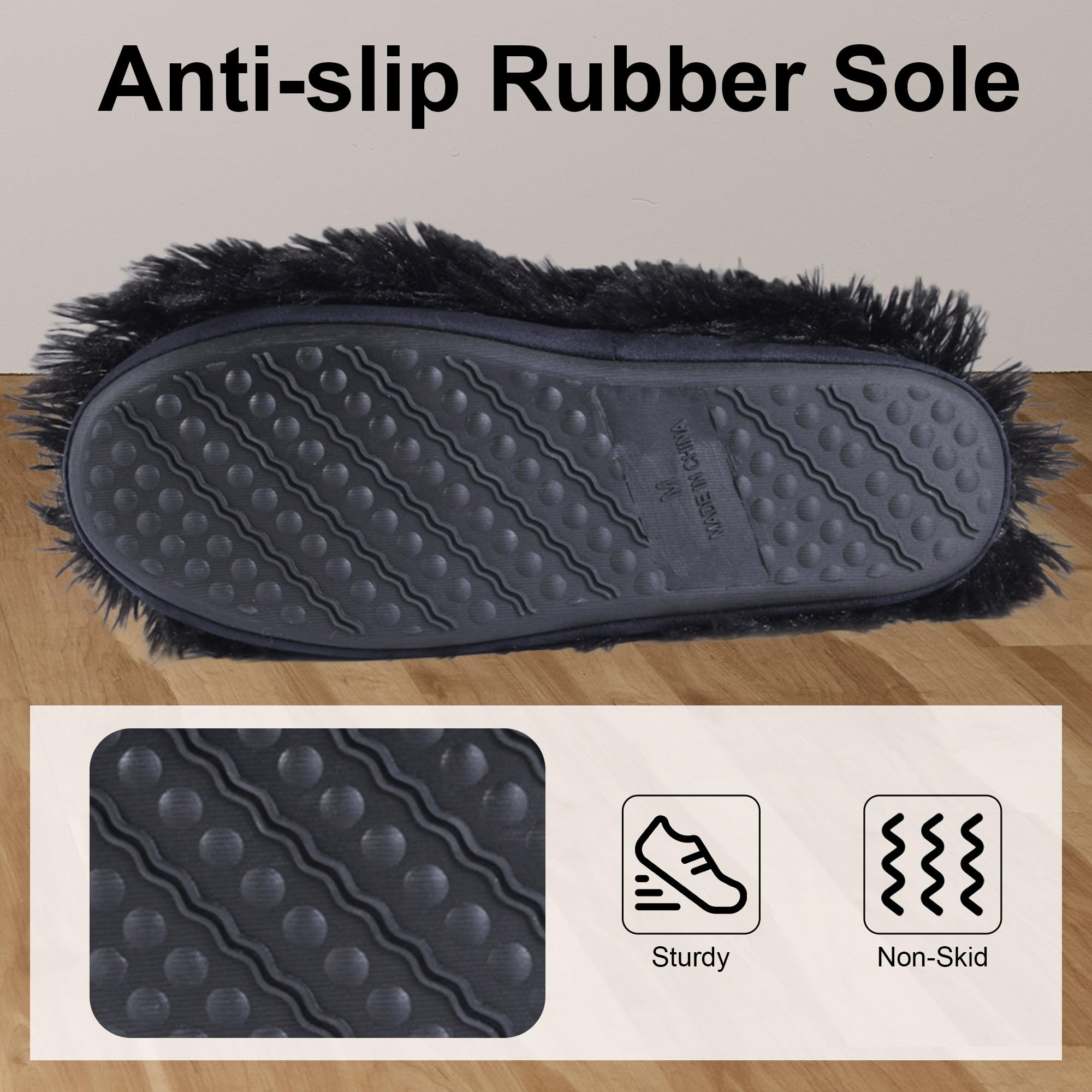 Cozy Furry Plush Slipper Boots for Women - Warm Winter House Shoes with Non-Slip Sole - Soft Indoor Bedroom Booties for Home, Lounge & Relaxation