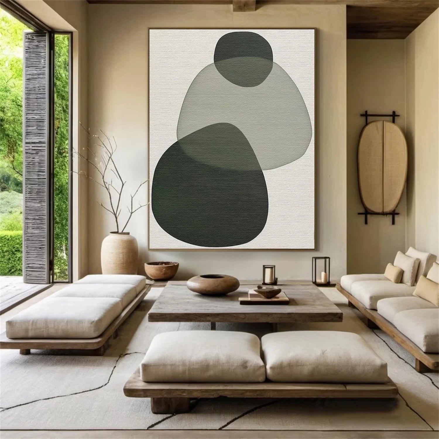 Blue & Green Abstract Wall Art Print #BG090 - Modern Canvas Painting for Living Room, Bedroom & Office Decor