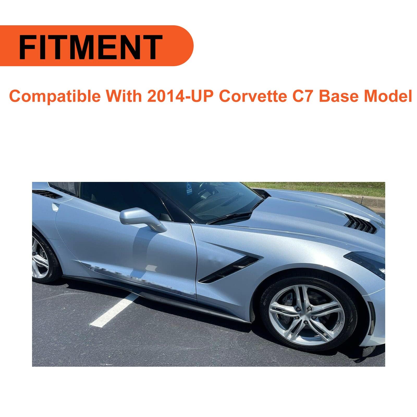 ECOTRIC Side Skirts Extension Rocker Panels for 2014-2019 Chevrolet Corvette C7 Base Model - Matte Black Finish - Enhance Style & Protection for Sports Car Enthusiasts