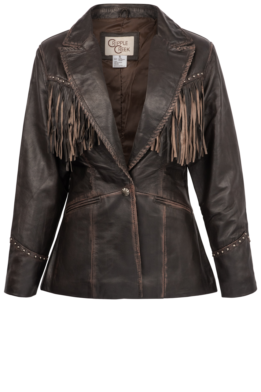 Cripple Creek Fringe Blazer Jacket for Women - Western Style Fashion Coat with Decorative Fringe Details | Perfect for Country Concerts, Rodeo Events & Boho Chic Outfits
