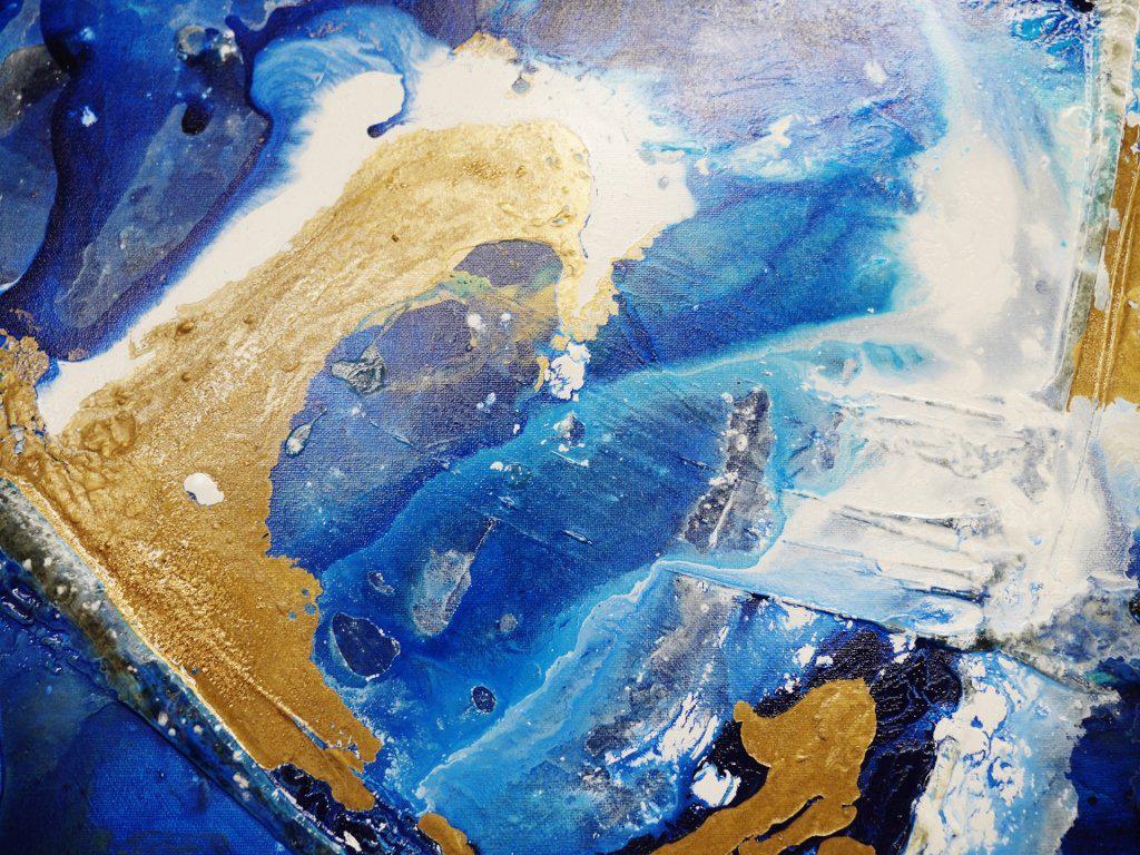Blue and Gold Abstract Glitz Painting 140cm x 100cm - Modern Wall Art for Living Room, Bedroom & Office Decor