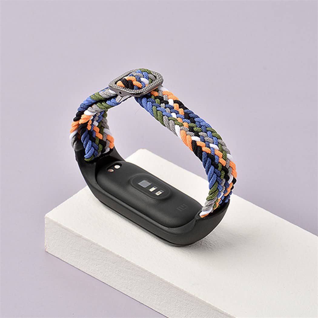 Braided Solo Loop Adjustable Nylon Strap for Xiaomi Mi Band 6/5/4/3 - Stretchable Sport Band for Fitness, Running & Daily Wear