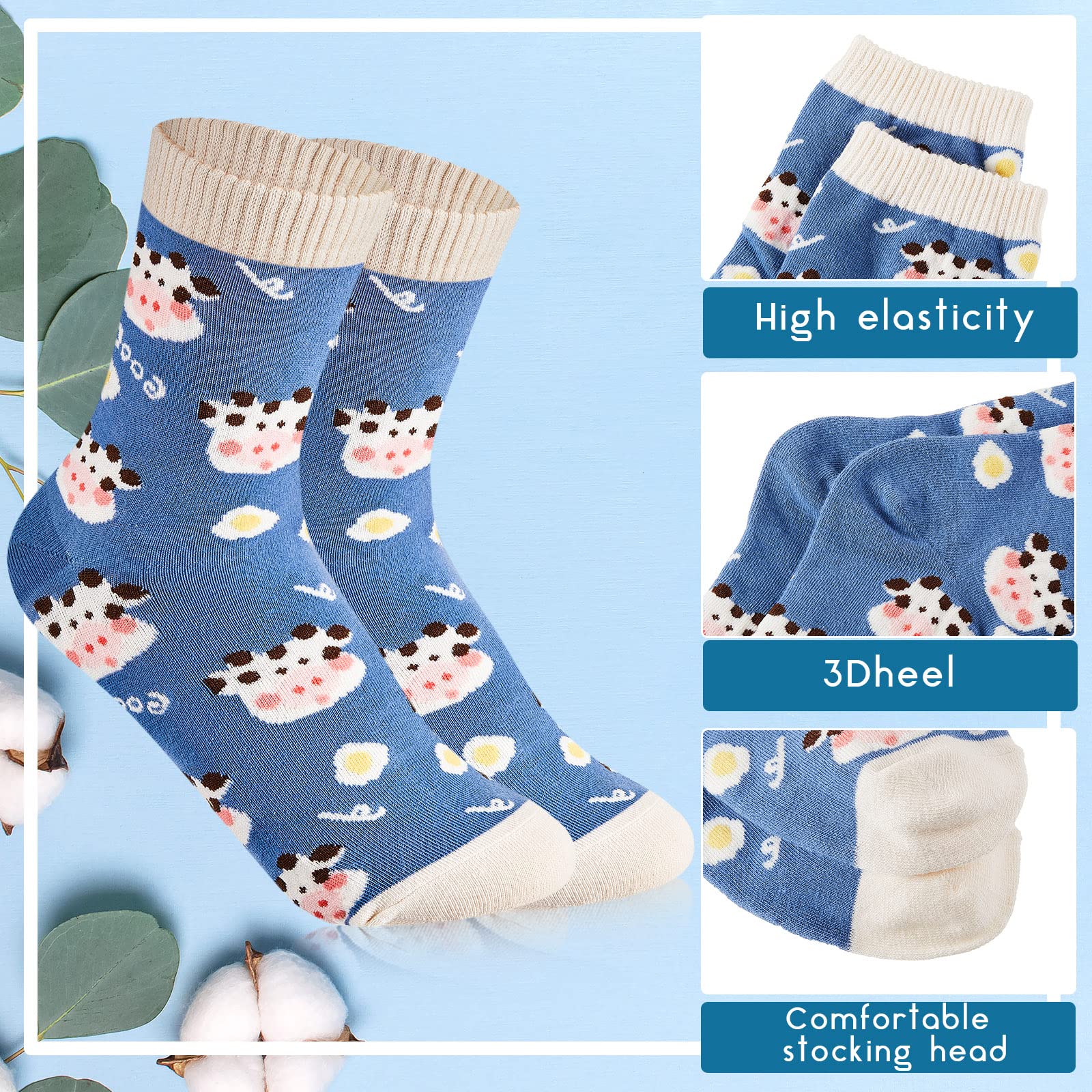 Geyoga 6 Pairs Women's Cow Print Fuzzy Socks - Warm Winter Novelty Animal Crew Socks with Cute Cow Design, Soft & Cozy Funny Socks for Women - Perfect Gift for Christmas, Coworkers & Animal Lovers - Great for Cold Weather, Lounge Wear & Themed Parties