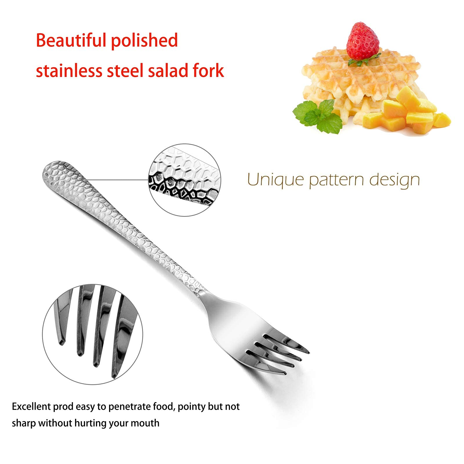 E-far 12-Piece Stainless Steel Salad Forks Set - Appetizer & Dessert Forks, Mirror Finish, Dishwasher Safe (6.7 Inches) - Perfect for Dinner Parties, Picnics, and Formal Dining