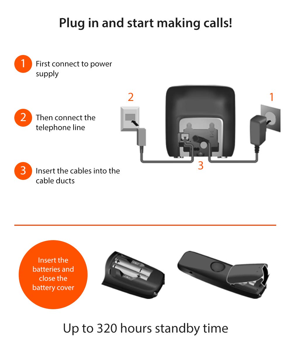 Gigaset E560A Cordless Phone for Seniors - Easy-to-Use Wireless Home Phone with SOS Emergency Button, Answering Machine & Hearing Aid Compatible | Loud Volume & Crystal Clear Sound | German Engineering (Platinum) - Perfect for Elderly Care, Home Security & Hearing Impaired Users