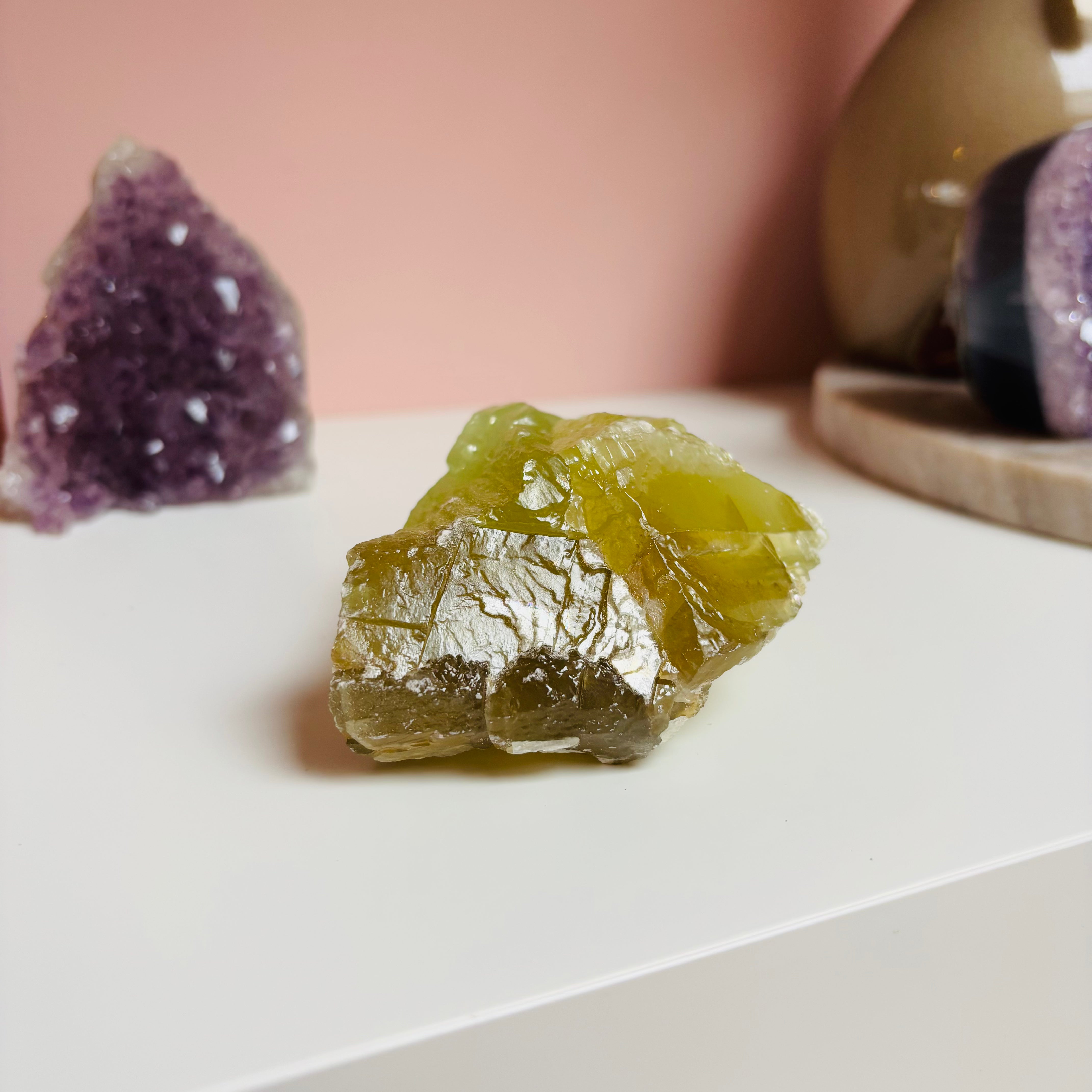 Green Calcite Healing Crystal - Natural Stone for Meditation, Stress Relief & Home Decor | Spiritual Growth & Energy Cleansing