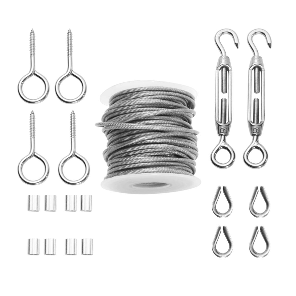 19Pcs Stainless Steel Rope Globe String Lights Hanging Kit - Outdoor Waterproof LED Fairy Lights for Deck, Railing, Balcony & Garden Decor (DIY Installation) | Perfect for Patio, Wedding & Backyard Lighting