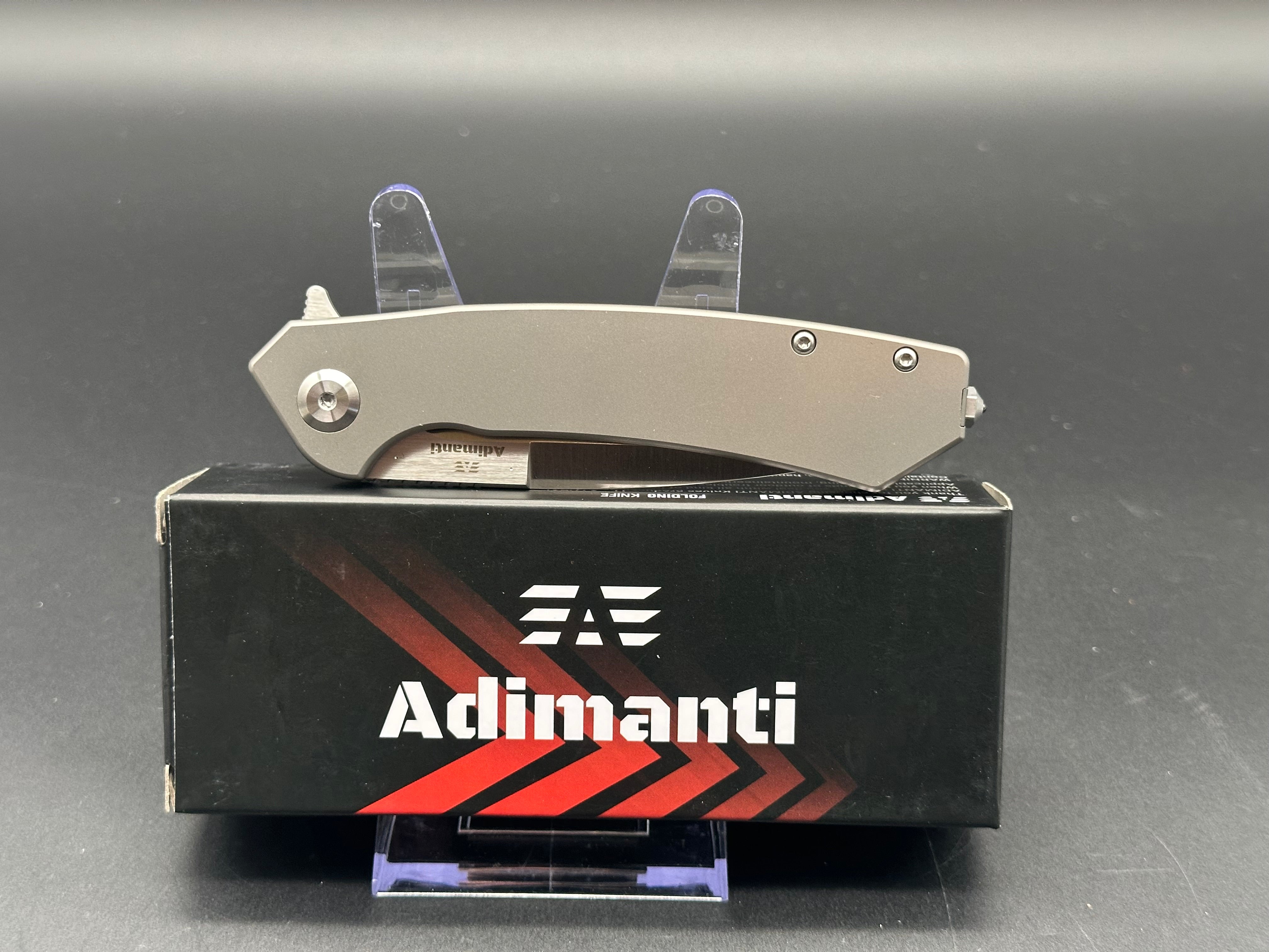 GANZO ADIMANTI SKIMEN TI Folding Knife - Gray Titanium Handle, S35VN Steel, Drop Point Plain Edge - EDC, Outdoor, Camping, Hunting Gear