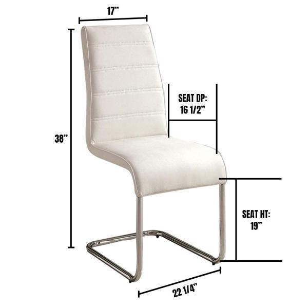 Modern White Faux Leather 2-Piece Side Chair Set - Metal Chrome Legs for Kitchen, Dining Room, Office & Living Room - Comfortable Seating for Home & Office Use