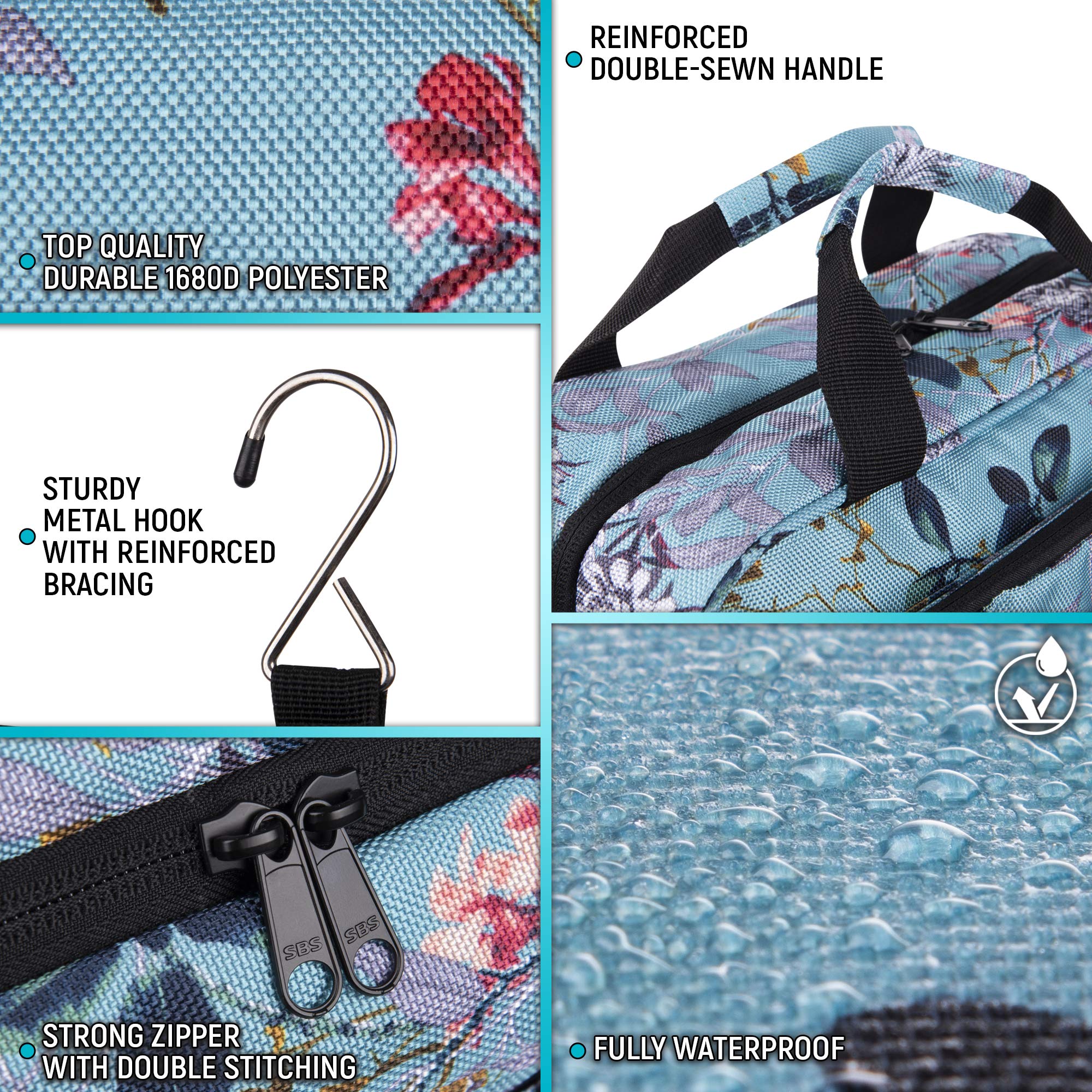 Large Hanging Toiletry Bag for Women - XL Folding Travel Cosmetic Organizer with Multiple Pockets - Waterproof Bathroom Bag for Full Size Toiletries (Teal) | Perfect for Travel, Camping, Gym & Home Storage