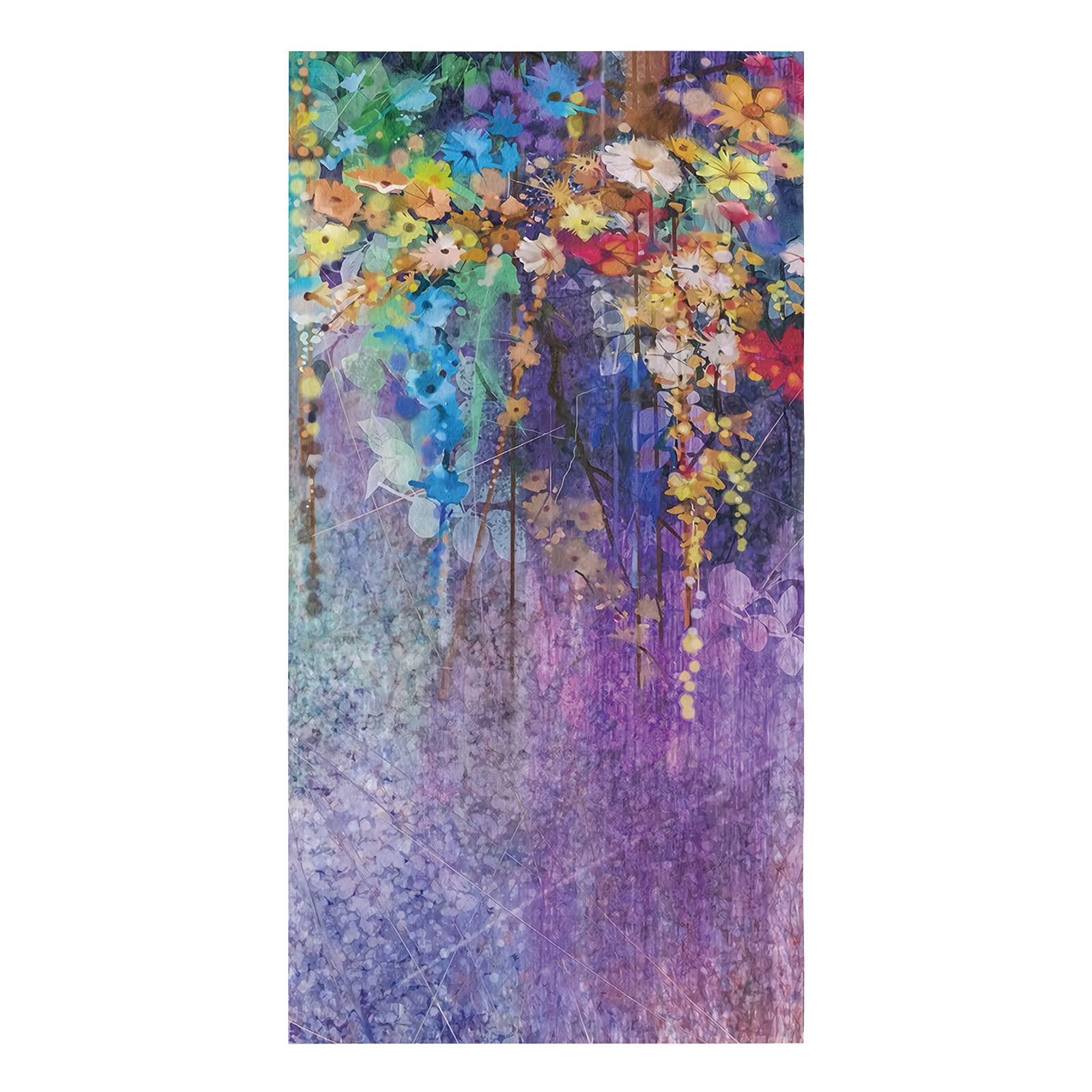 4-Pack Microfiber Kitchen Towels - Ultra Absorbent & Quick Drying Dish Cloths with Abstract Ivy Floret Design in Blue & Purple (18
