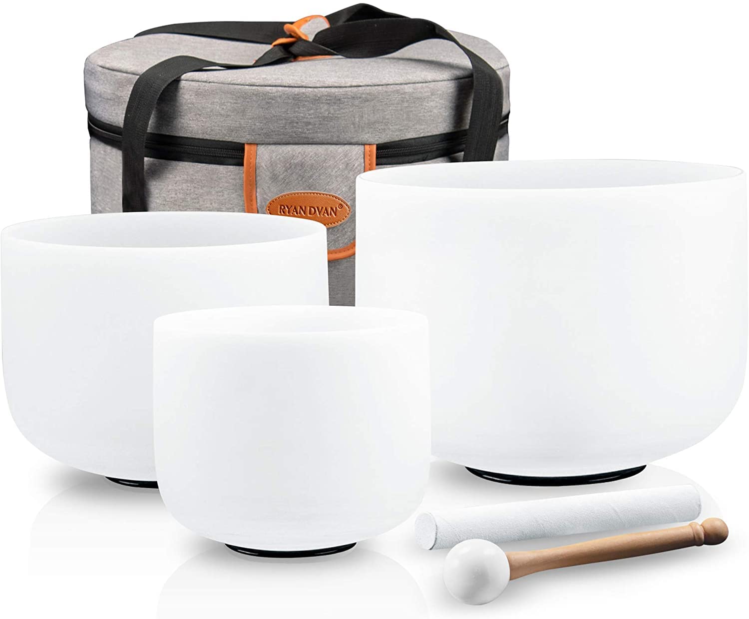 8-12 Inch Set of 3 Forested Quartz Crystal Singing Bowls for Meditation & Healing - Chakra Balancing Sound Therapy Kit with Free Carrying Case - Perfect for Yoga, Reiki & Spiritual Practices