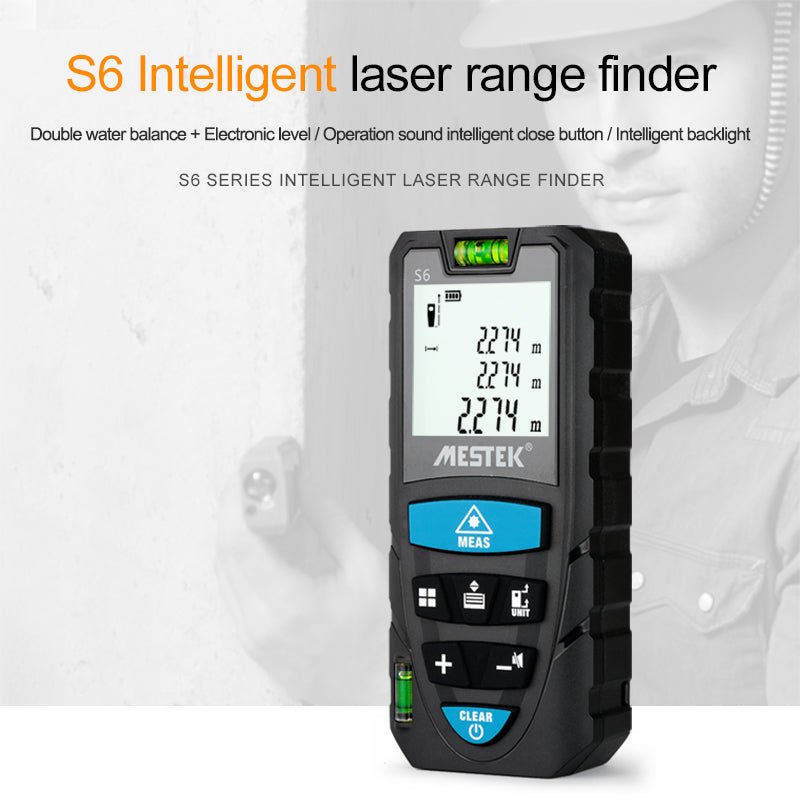 Precision Laser Distance Meter 165ft - Digital Laser Measure Tool with Backlit LCD, Portable Handheld Device for Home Improvement, Construction, and DIY Projects