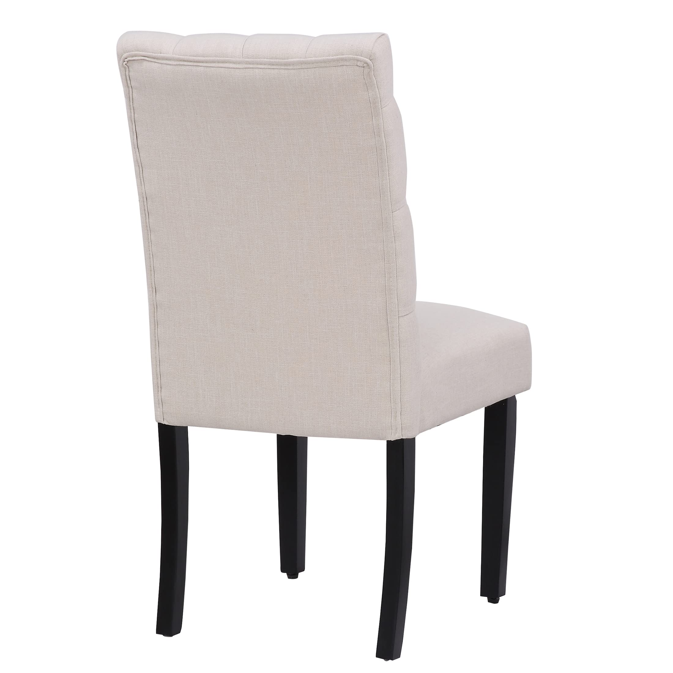 WestinTrends Hayes Tufted Dining Chairs - Linen Upholstered Kitchen & Dining Room Chairs with Solid Wood Legs, Beige - Perfect for Farmhouse, Modern & Traditional Home Decor
