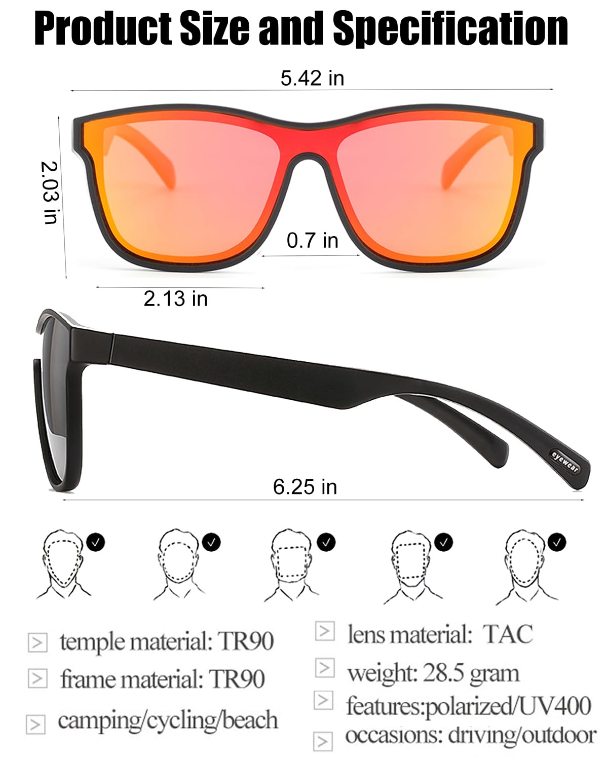 Smart Bluetooth Sunglasses for Men & Women - Polarized Lenses, Built-in Speakers, Touch/Voice Control - Perfect for Running, Driving & Outdoor Activities