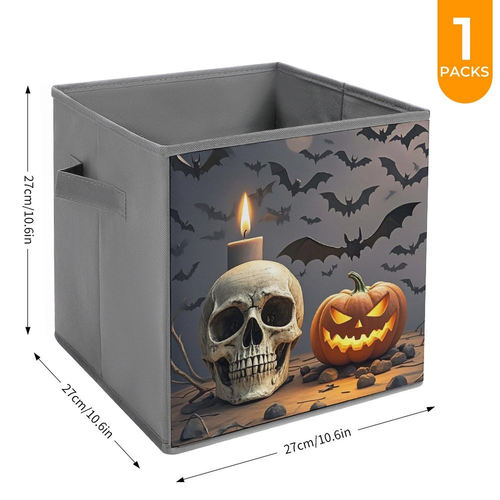 1PCS Foldable Storage Bin with Bats in The Air Print - Large Capacity Storage Box with Handle for Playroom, Office & Home Organization | Perfect for Toys, Books & Clothes Storage