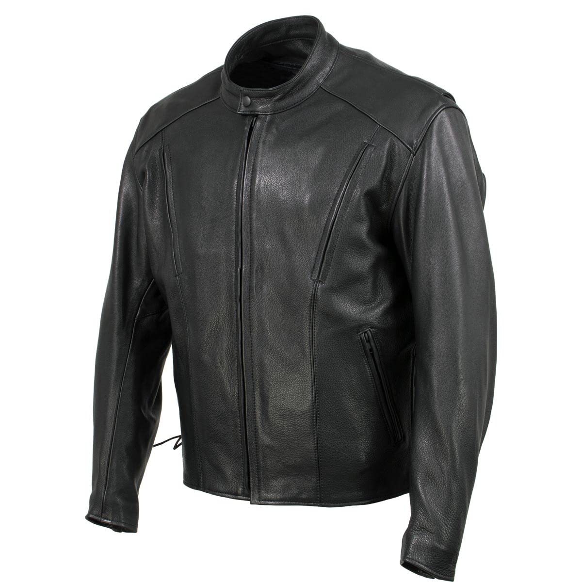 Milwaukee MLJKM5002 Premium Black Leather Motorcycle Jacket for Men - USA Made, Air Stream Vented Design with Adjustable Side Laces | Perfect for Riding, Cruising & Motorcycle Enthusiasts