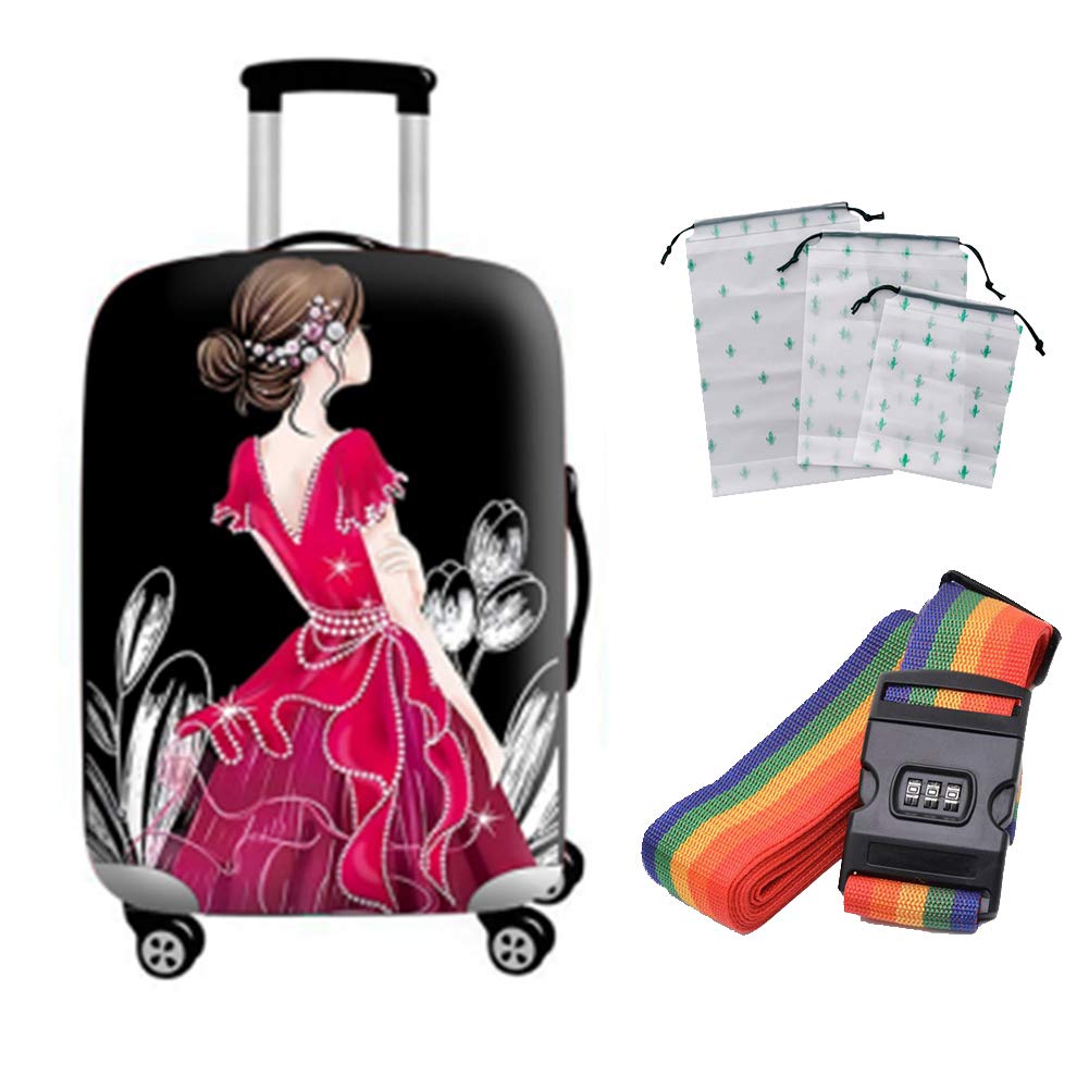 Durable Polyester Suitcase Cover for Checked Luggage - Anti-Theft, Waterproof & Dustproof Protective Travel Case Cover | Perfect for Airplane Travel, Business Trips & Vacation Packing
