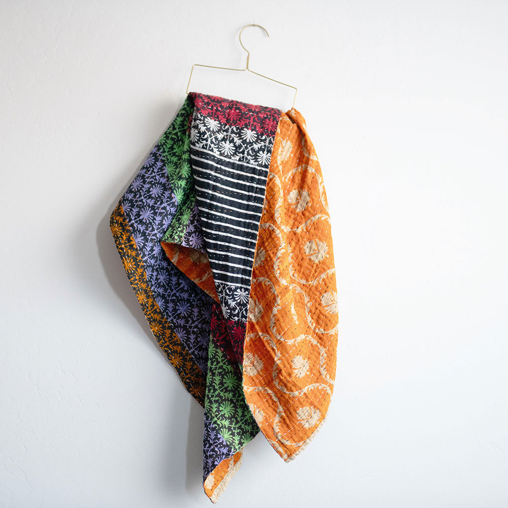 Soft Kantha Baby Blanket CB9116 - Handmade Cotton Swaddle Blanket for Newborns & Infants - Perfect for Nursery, Swaddling, Stroller & Photo Shoots