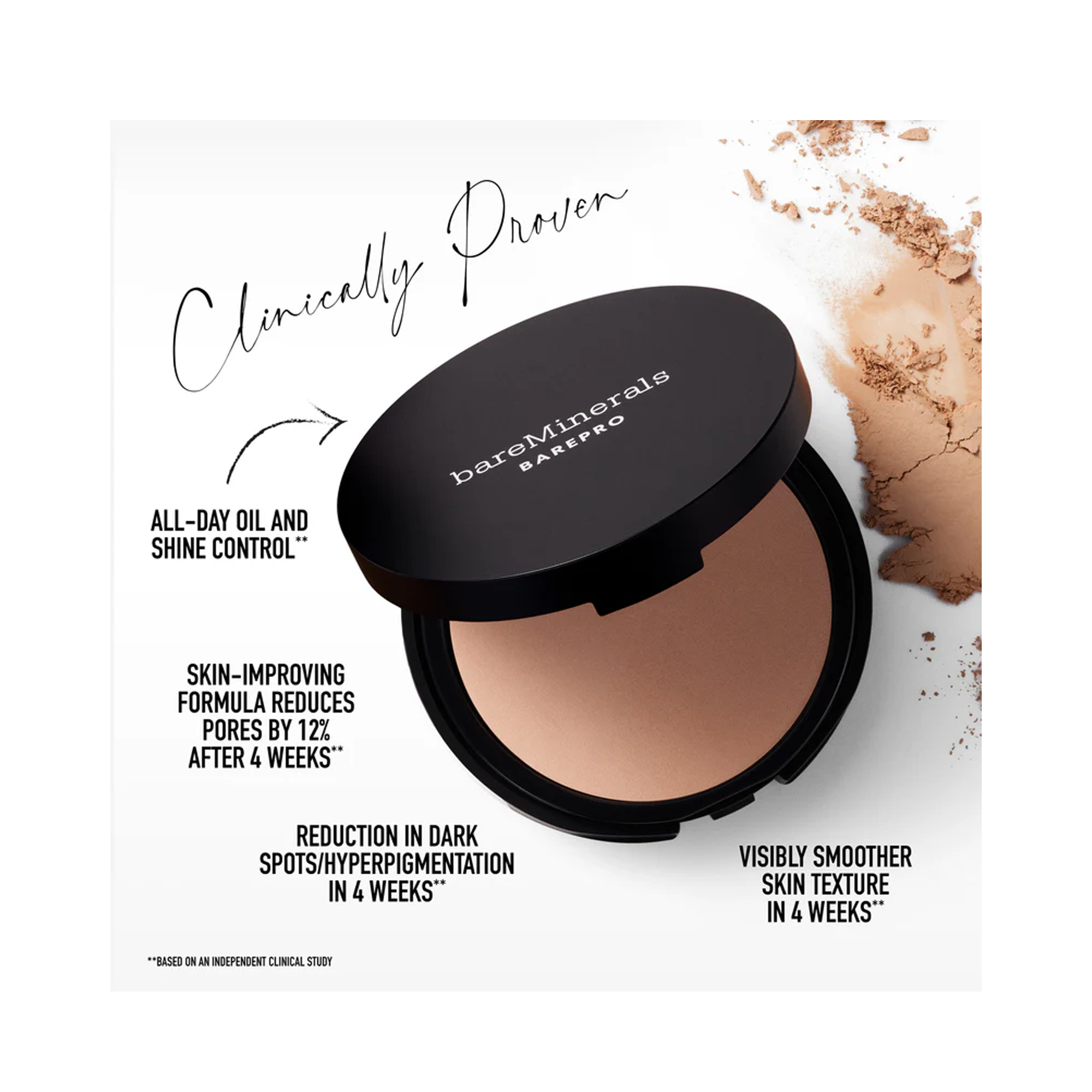 Bare Minerals Barepro 24-Hour Full Coverage Powder Foundation - Oil-Free, Long-Lasting Matte Finish for Flawless Skin | Perfect for Daily Wear, Special Occasions & On-The-Go Touch Ups
