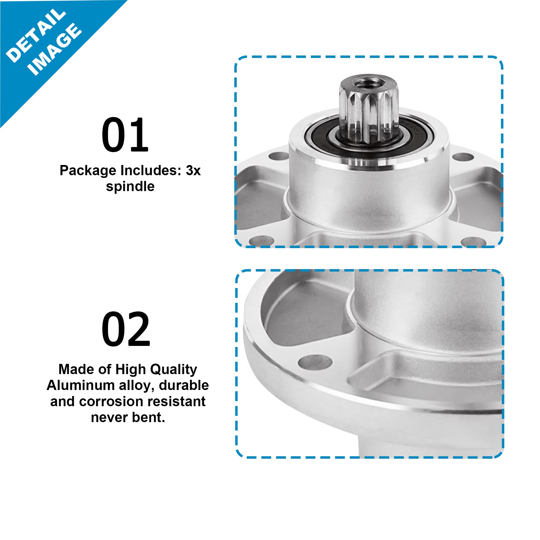 Hustler 48 Inch Raptor Flip Up Zero Turn Mower Spindle Rebuild Kit with Blades - Replaces 601804 & 795757 - Perfect for Lawn Maintenance & Mower Repair