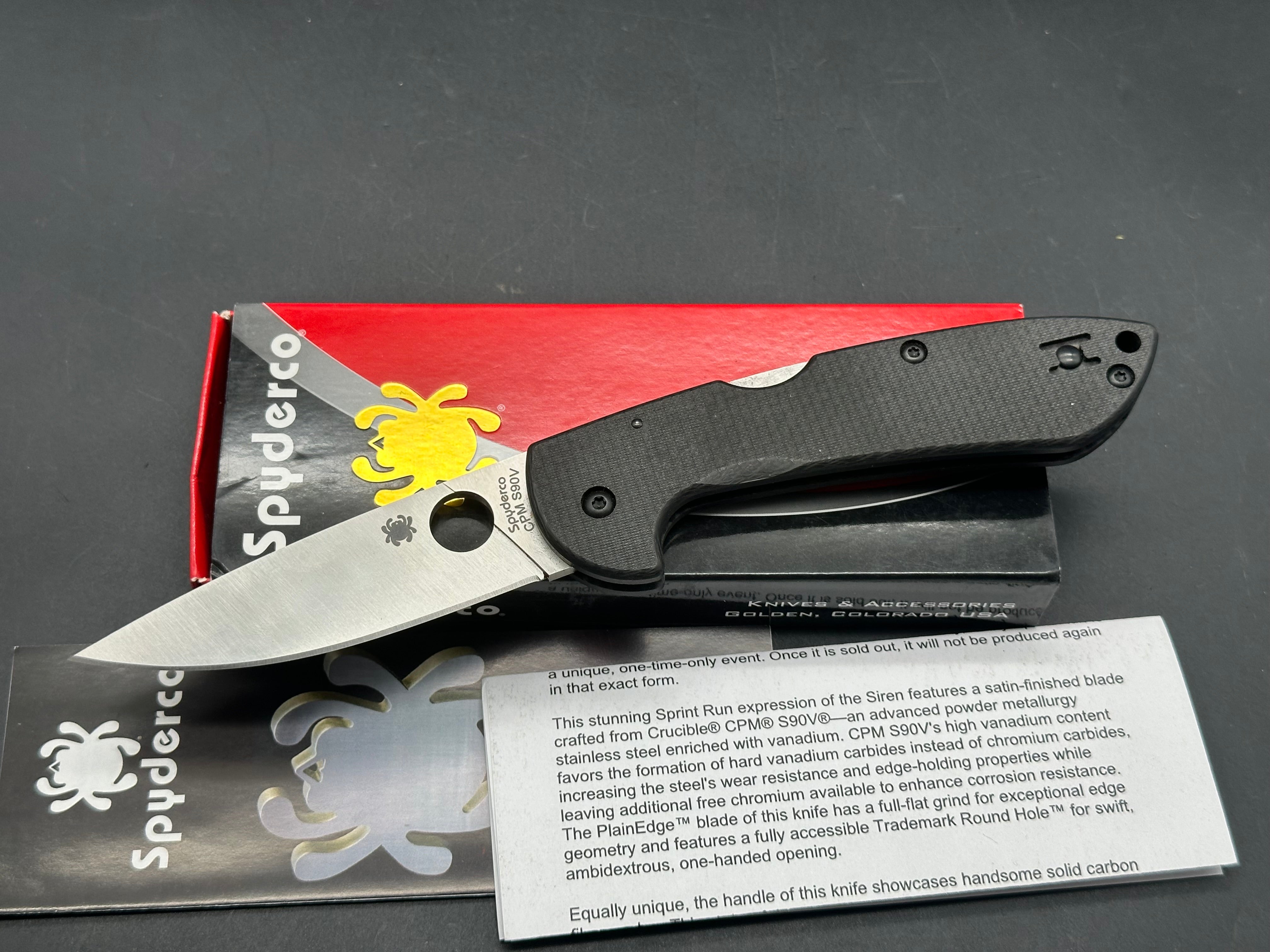 Spyderco Siren Lockback Folding Knife - Sprint Run Carbon Fiber Handle, 3.6