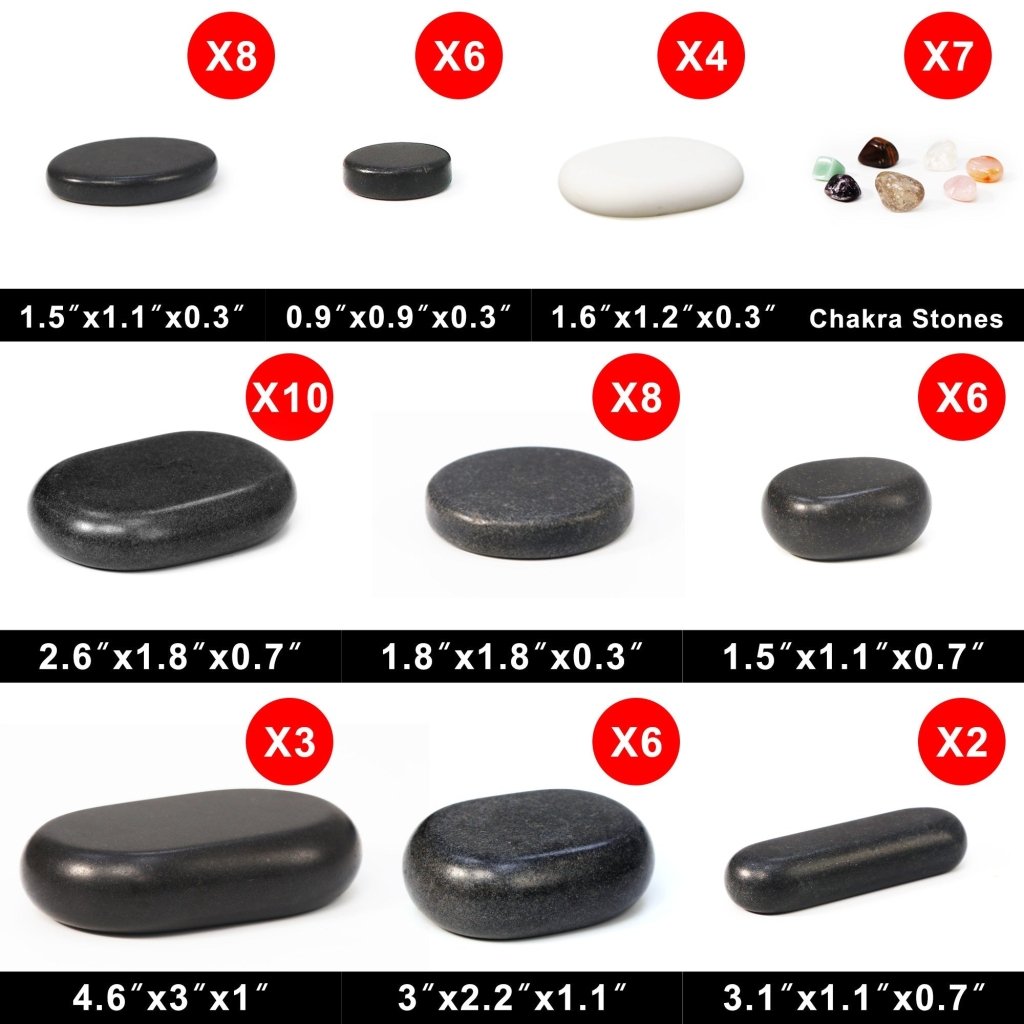60-Piece Deluxe Hot Stone Massage Set with Basalt Volcanic Rocks, Marble Cold Stones & Chakra Tools | Professional-Grade Home Spa Kit for Relaxation, Pain Relief & Energy Balancing | Perfect for Self-Care, Couples Massage & Therapist Use
