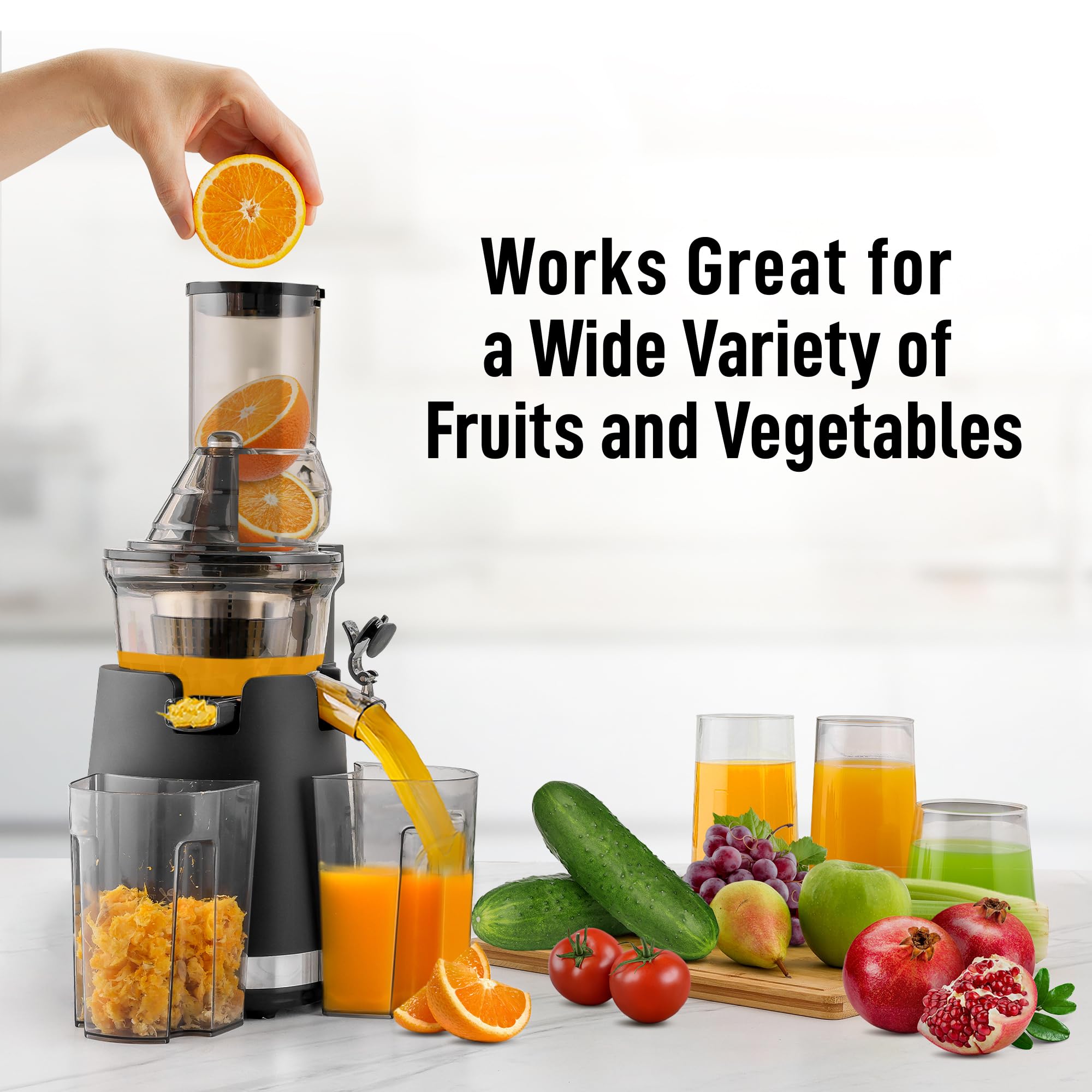 Zulay Premium Cold Press Juicer - High Yield Slow Masticating Juicer with Quiet Motor & Reverse Function - Wide Feed Chute for Fruits & Vegetables - Perfect for Healthy Juicing, Detox Drinks & Homemade Baby Food