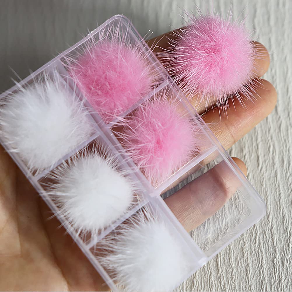 12 Pcs 3D Fluffy Nail Pom Balls - Magnetic Detachable Soft Plush Ball Charms for Nail Art DIY Manicure Decoration | Perfect for Salon, Home Use & Gift Giving