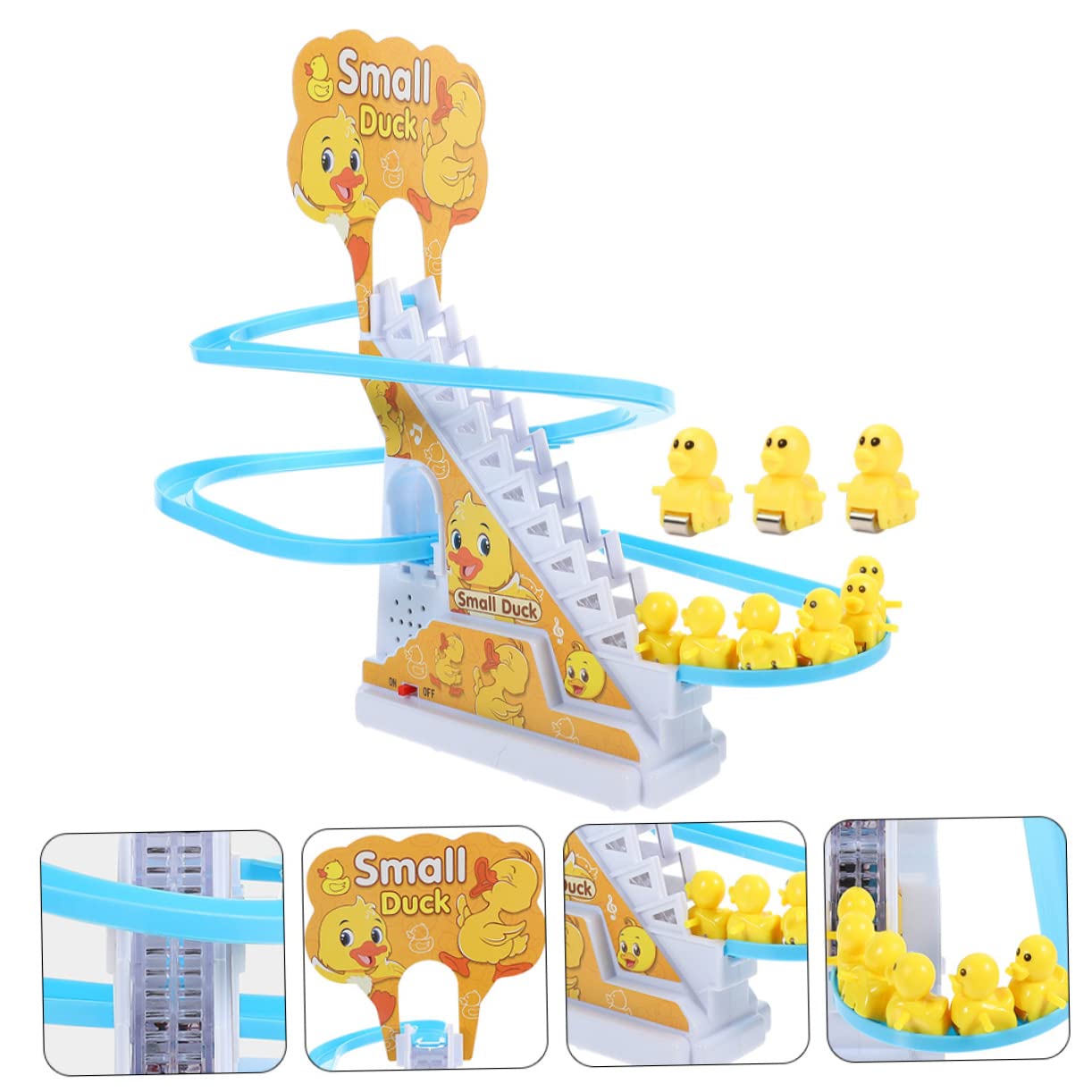 FAVOMOTO 4-Pack Stair Climbing Toy Cars with Tracks - Fun Bath & Slide Toys for Toddlers - Perfect for Bathtime Play, Stair Adventures & Early Learning Development