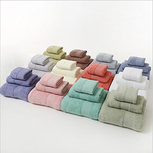 Elonglin 3-Piece Cotton Towel Set - 1 Bath Towel & 2 Hand Towels | Super Absorbent & Soft for Bathroom, Shower & Spa | Light Grey | Perfect for Home, Gym & Hotel Use