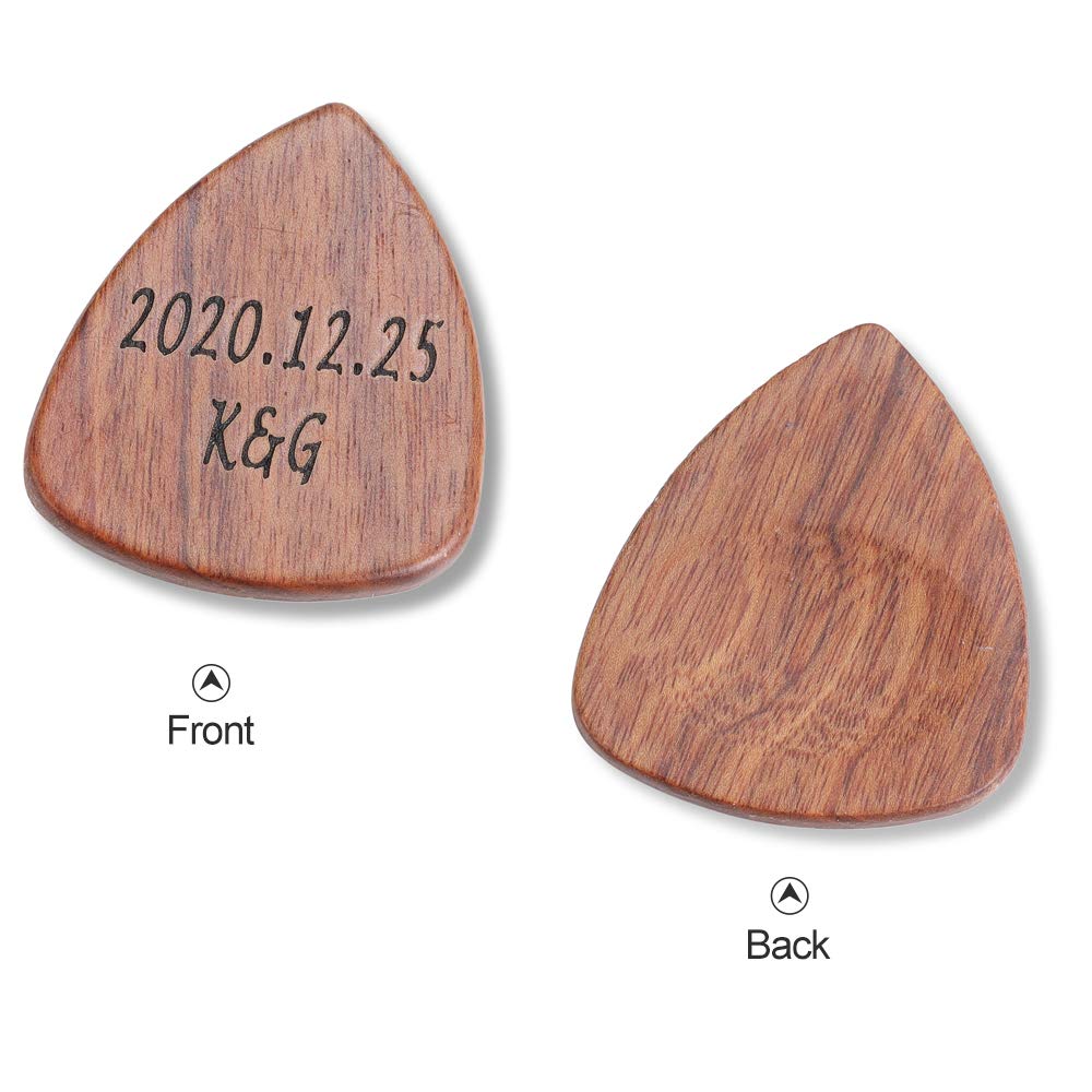 Custom Engraved Wooden Guitar Picks 3 Pack - Personalized with Text & Date - Electric Bass Guitar & Ukulele Accessories - Unique Music Gifts for Christmas & Birthdays - Wooden/Peach/Mahogany Picks for Musicians & Collectors - Perfect for Performances, Practice & Special Occasions