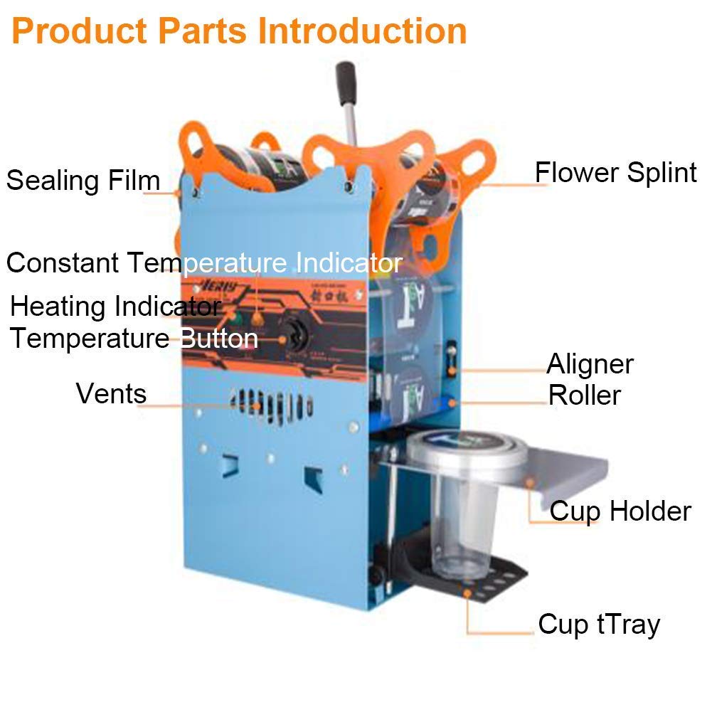 220V 270W Semi-Automatic Electric Sealing Machine for Plastic Cups - Coffee, Milk Tea & Smoothies Sealer (300 Cups/Hour) | Perfect for Bubble Tea Shops, Cafés & Drink Businesses