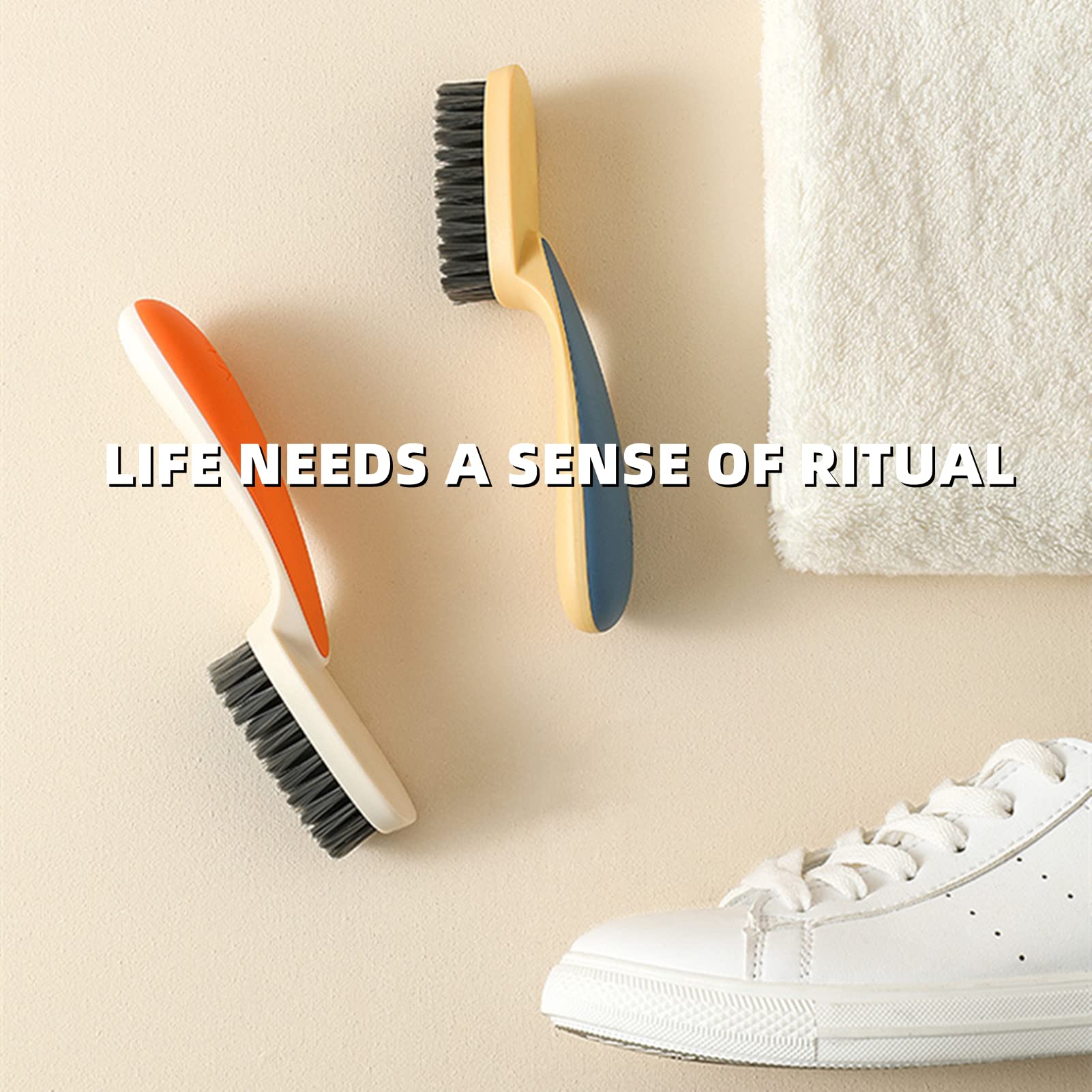 2-Pack Long Handle Shoe & Clothes Cleaning Brushes - Heavy Duty Scrub Brush with Non-Slip Grip for Laundry, Household Cleaning & Shoe Care - Perfect for Sneakers, Boots, Fabrics & Tough Stains