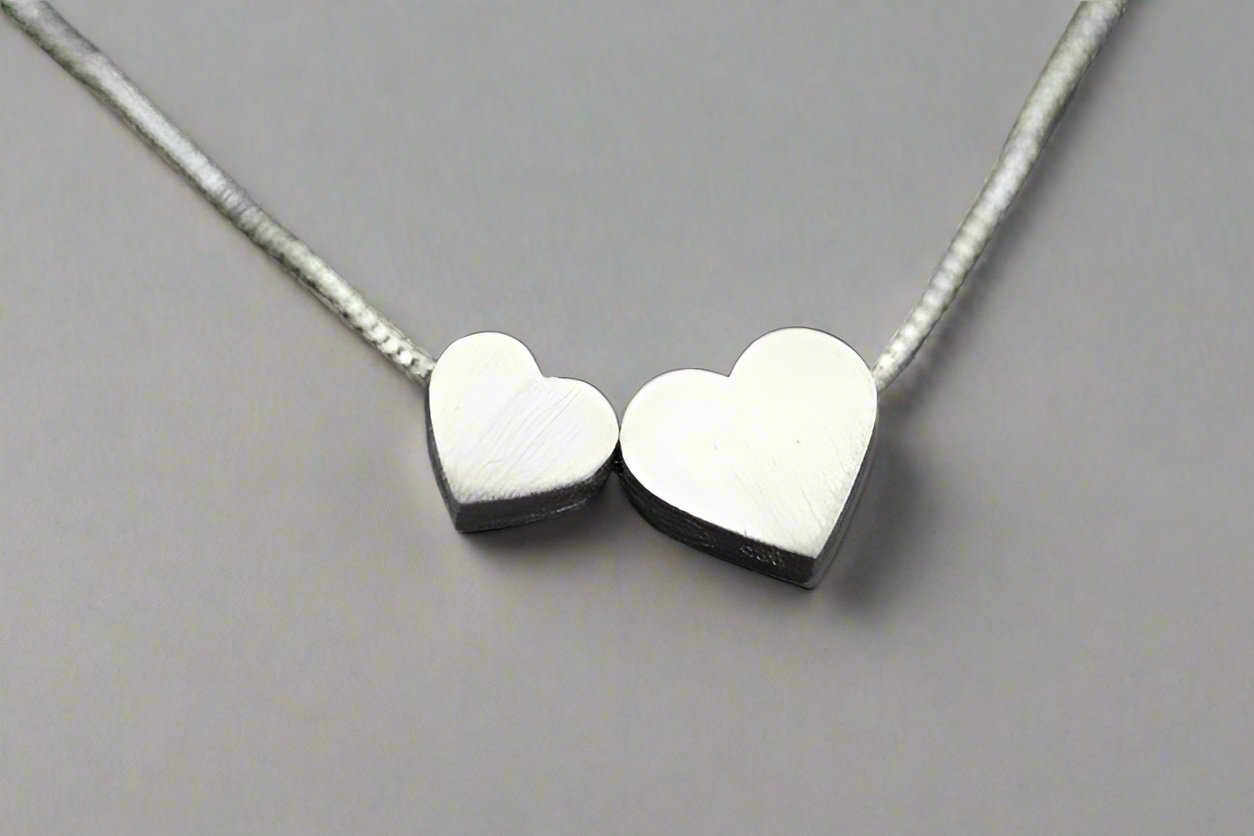 Double Heart Necklace Sterling Silver - Elegant & Romantic Jewelry for Women - Perfect for Anniversaries, Valentine's Day & Date Nights