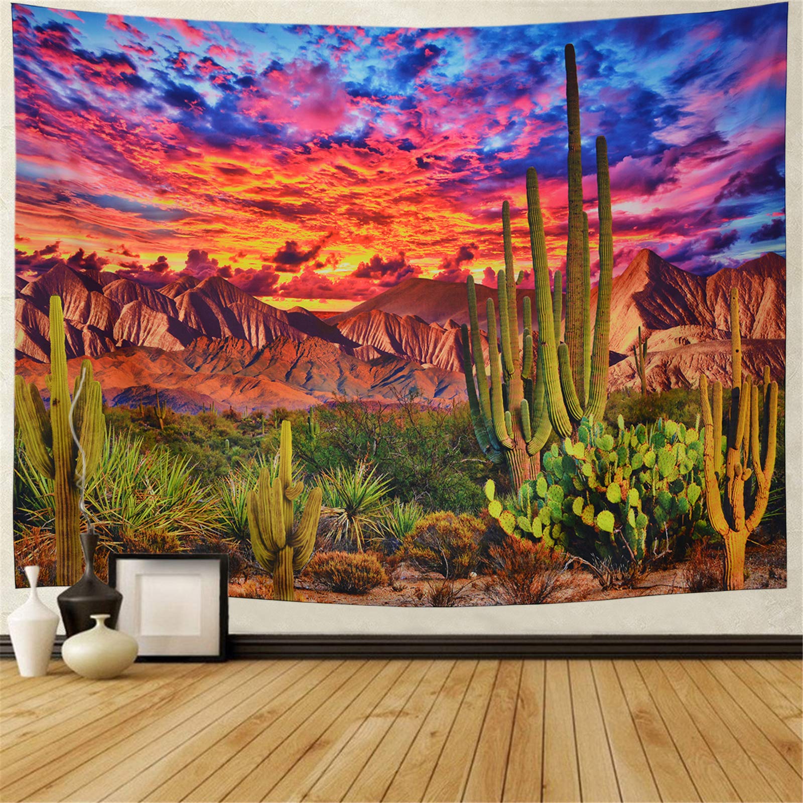 Generleo Cactus Mountain Tapestry Wall Art - Tropical Plants Wall Hanging for Bedroom Decor, Boho Home Decoration | Perfect for Dorm, Living Room & Festival Decor