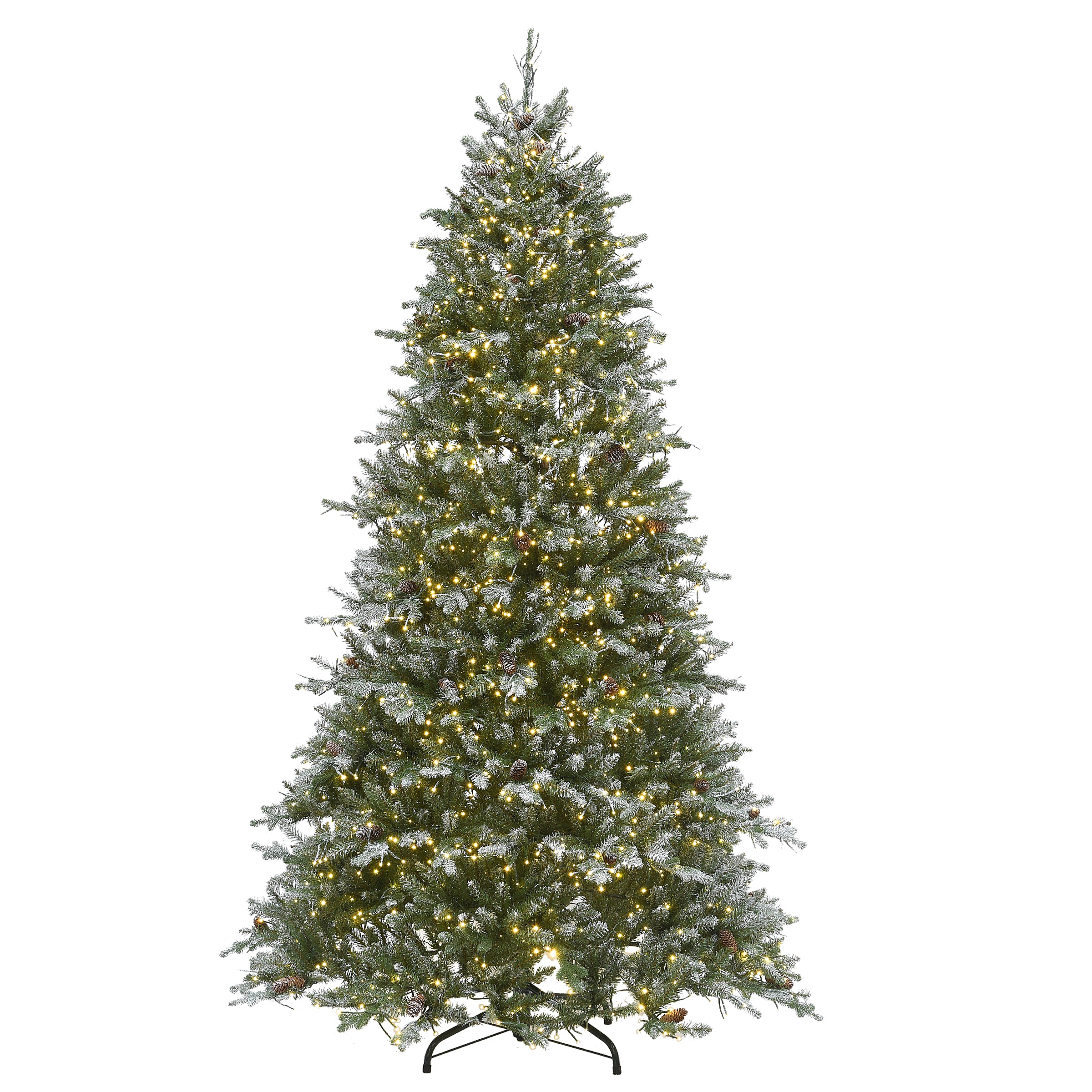7.5 ft Pre-Lit Snowy Morgan Spruce Christmas Tree with Dual Color LED Cosmic Lights - Perfect for Holiday Home Decor & Festive Indoor Lighting