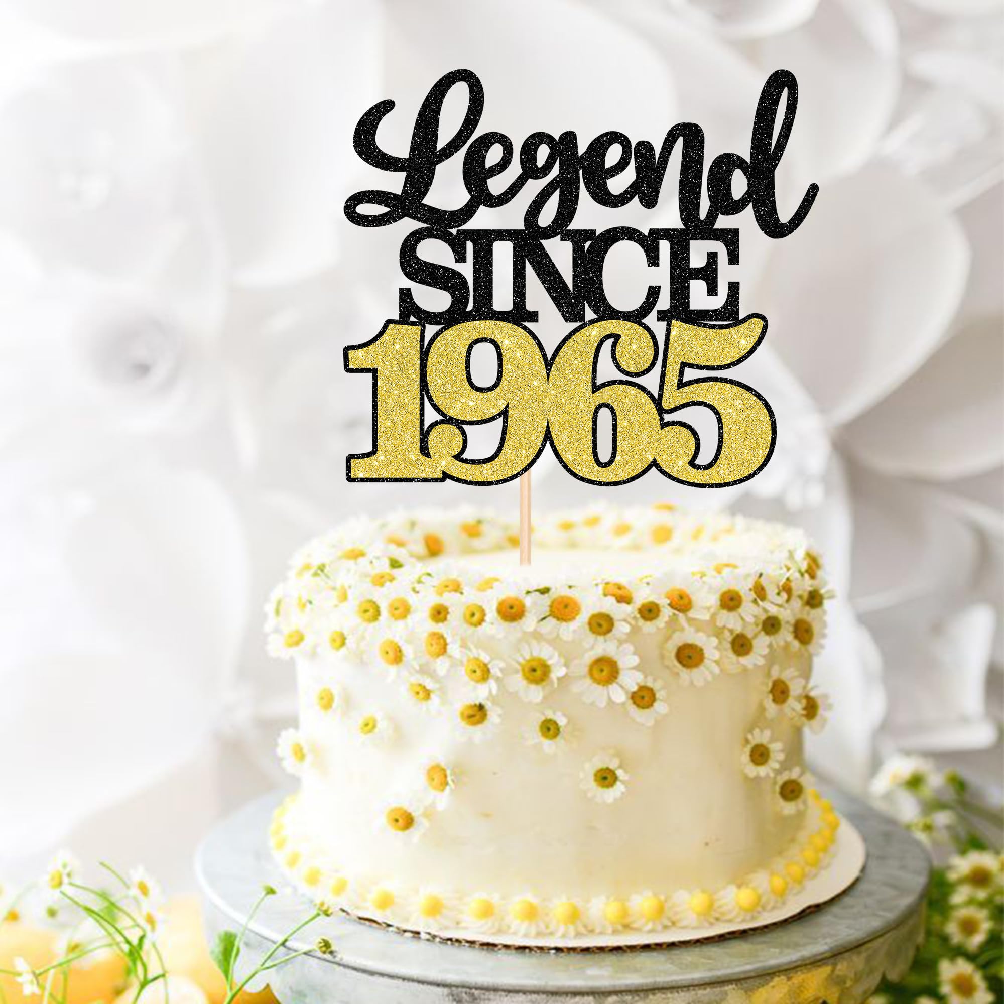 1 PCS Legend Since 1965 Black Gold Glitter 60th Birthday Cake Topper - Happy 60th Birthday Cake Pick for Anniversary, Wedding & Party Decorations - Perfect for Milestone Celebrations & Festive Events